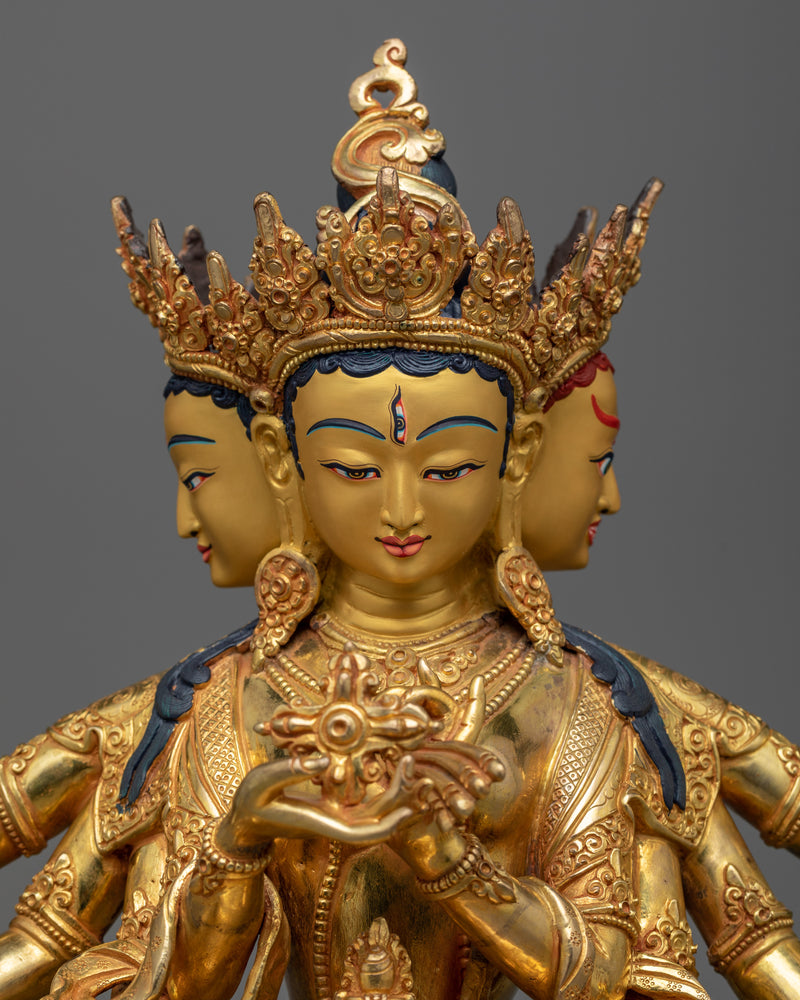 The Namgyalma Tibetan Goddess Statue | Three Faced Dakini of Buddhism