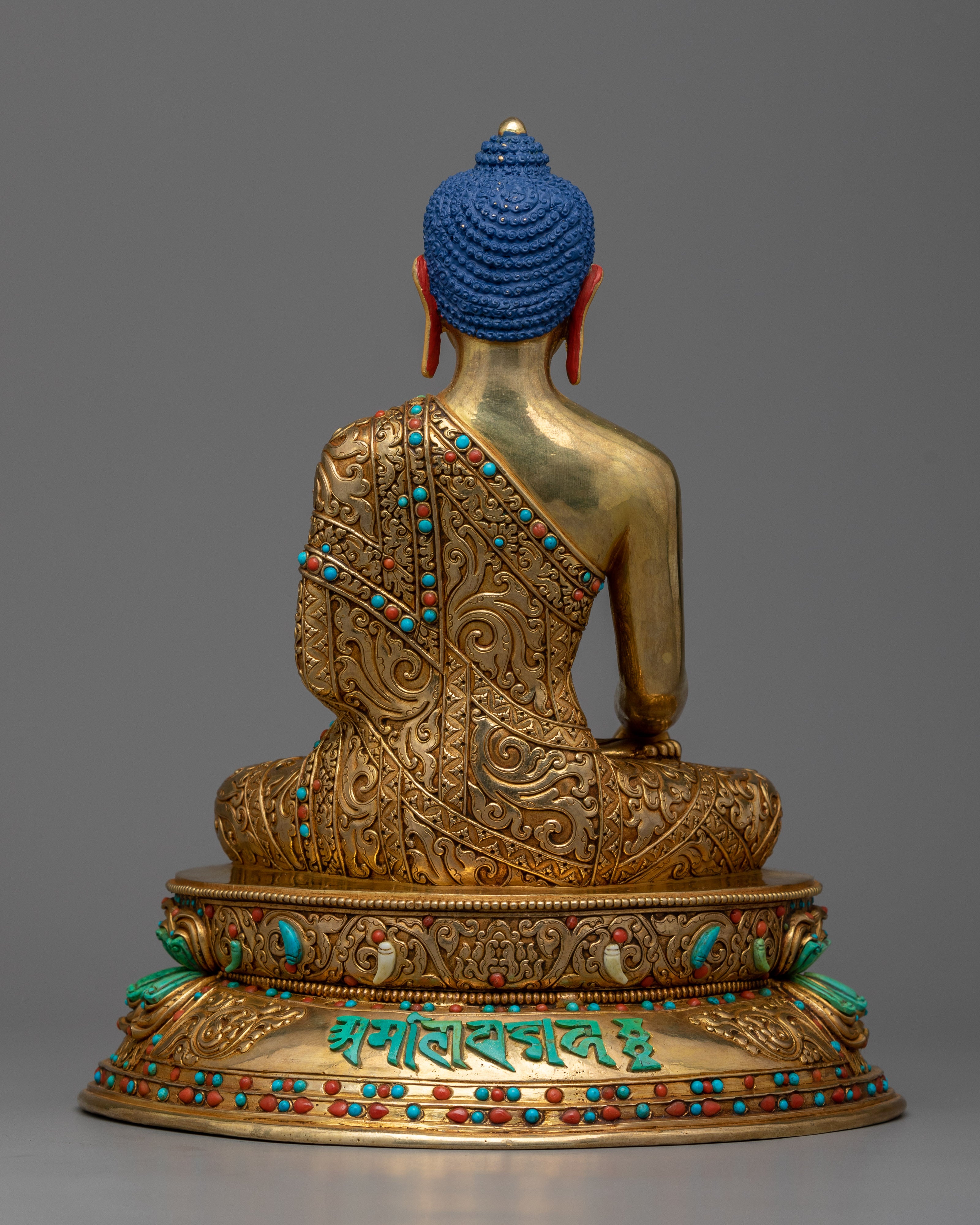 Nepalese Hand crafted Gautam Buddha Portrait | Buddhist Gold Gilded Statue