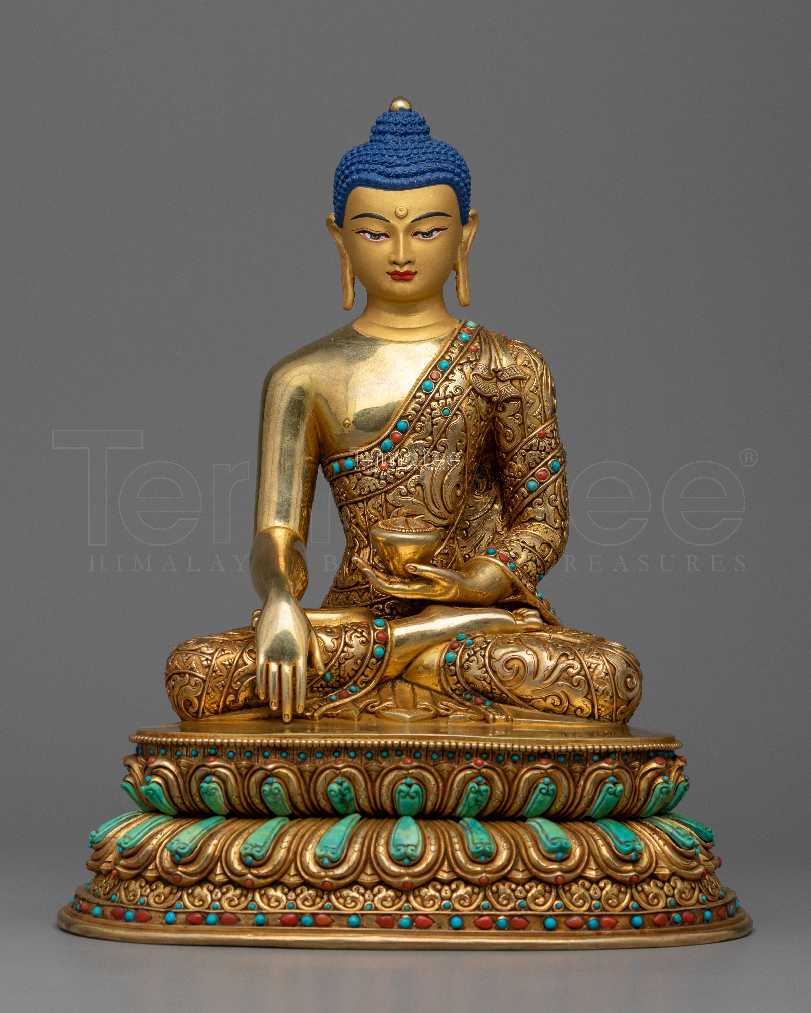 Nepalese Hand crafted Gautam Buddha Portrait | Buddhist Gold Gilded Statue