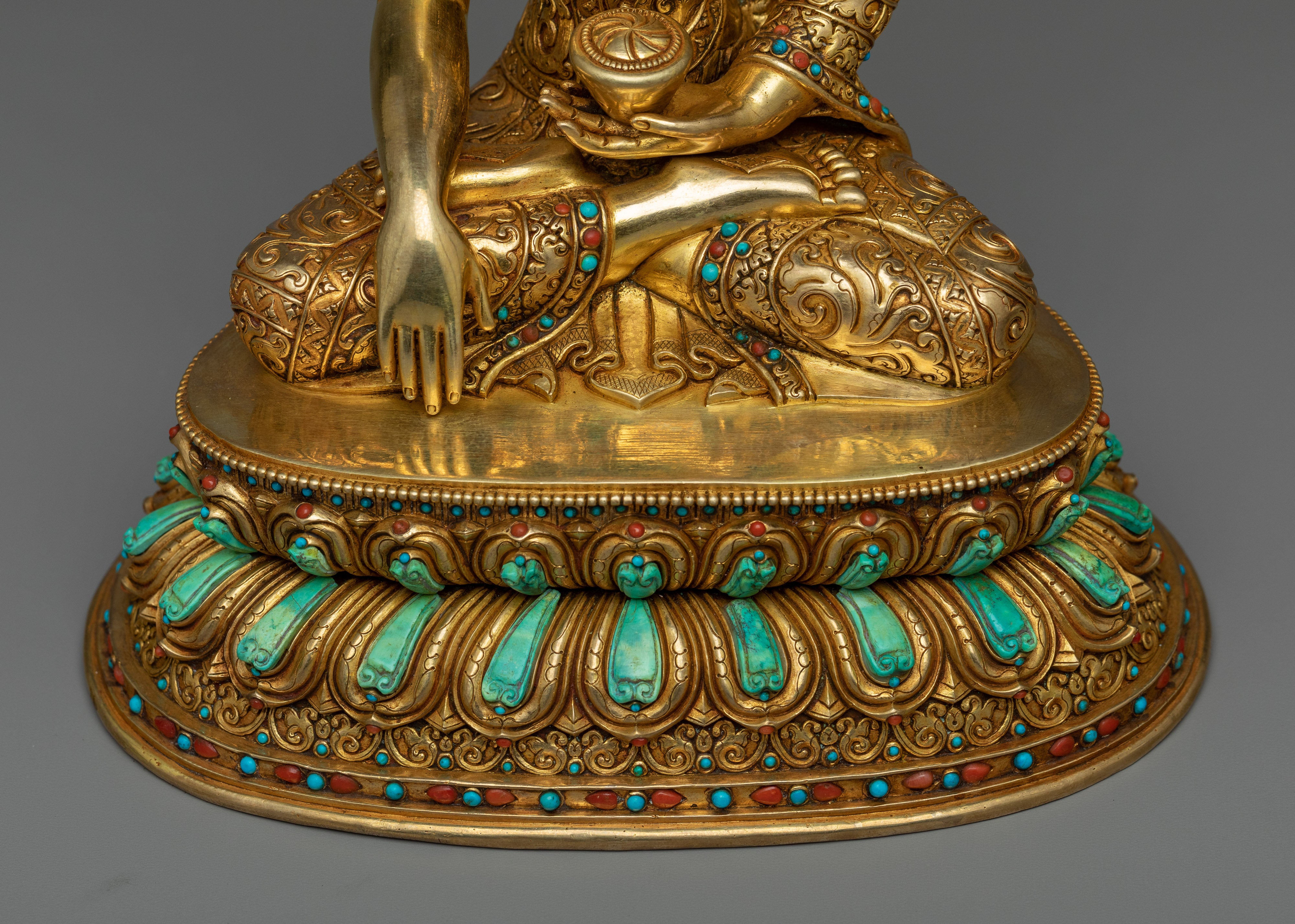 Nepalese Hand crafted Gautam Buddha Portrait | Buddhist Gold Gilded Statue