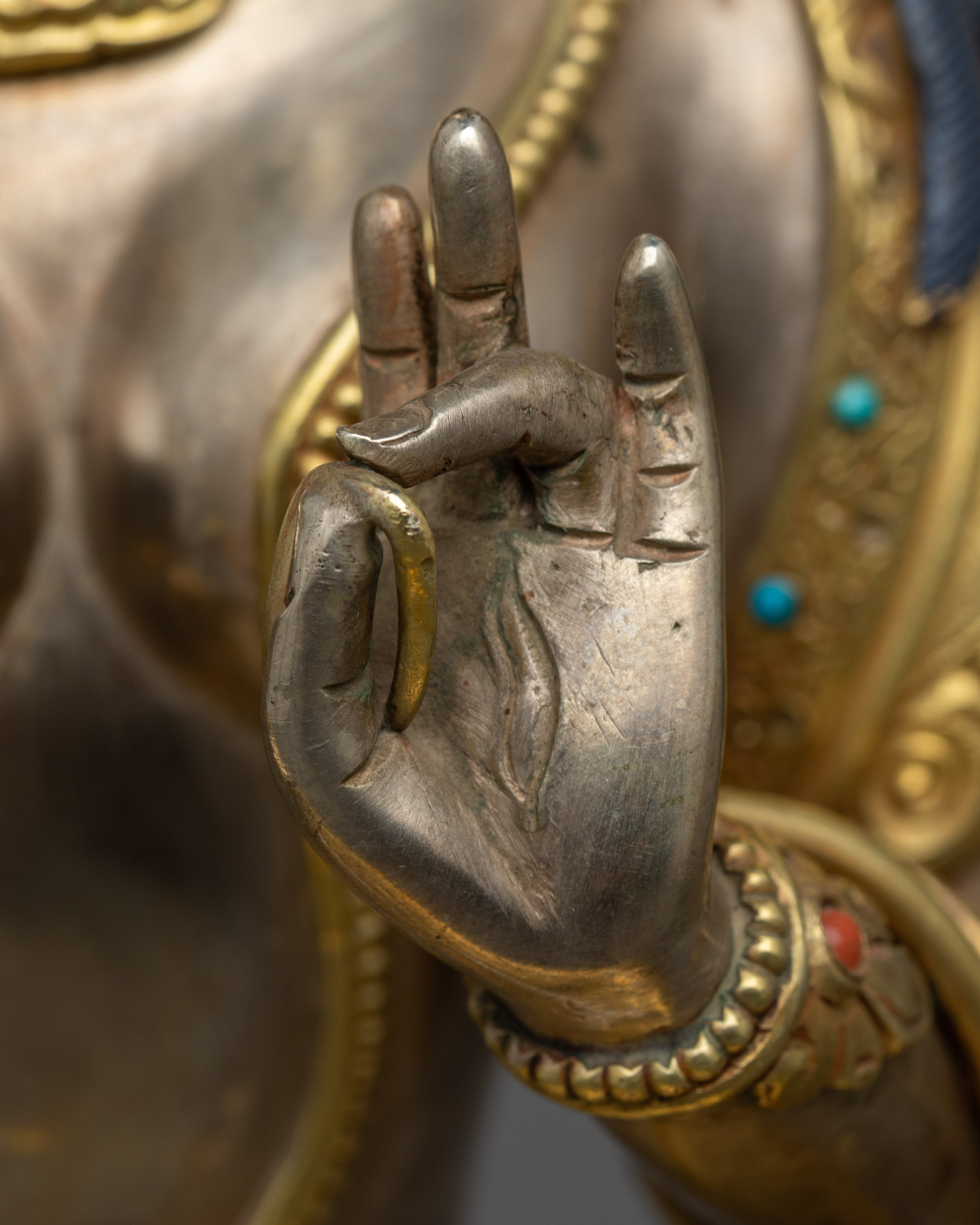 White Tara Buddhist Goddess of Compassion Statue | Himalayan Pure Silver Sculpture