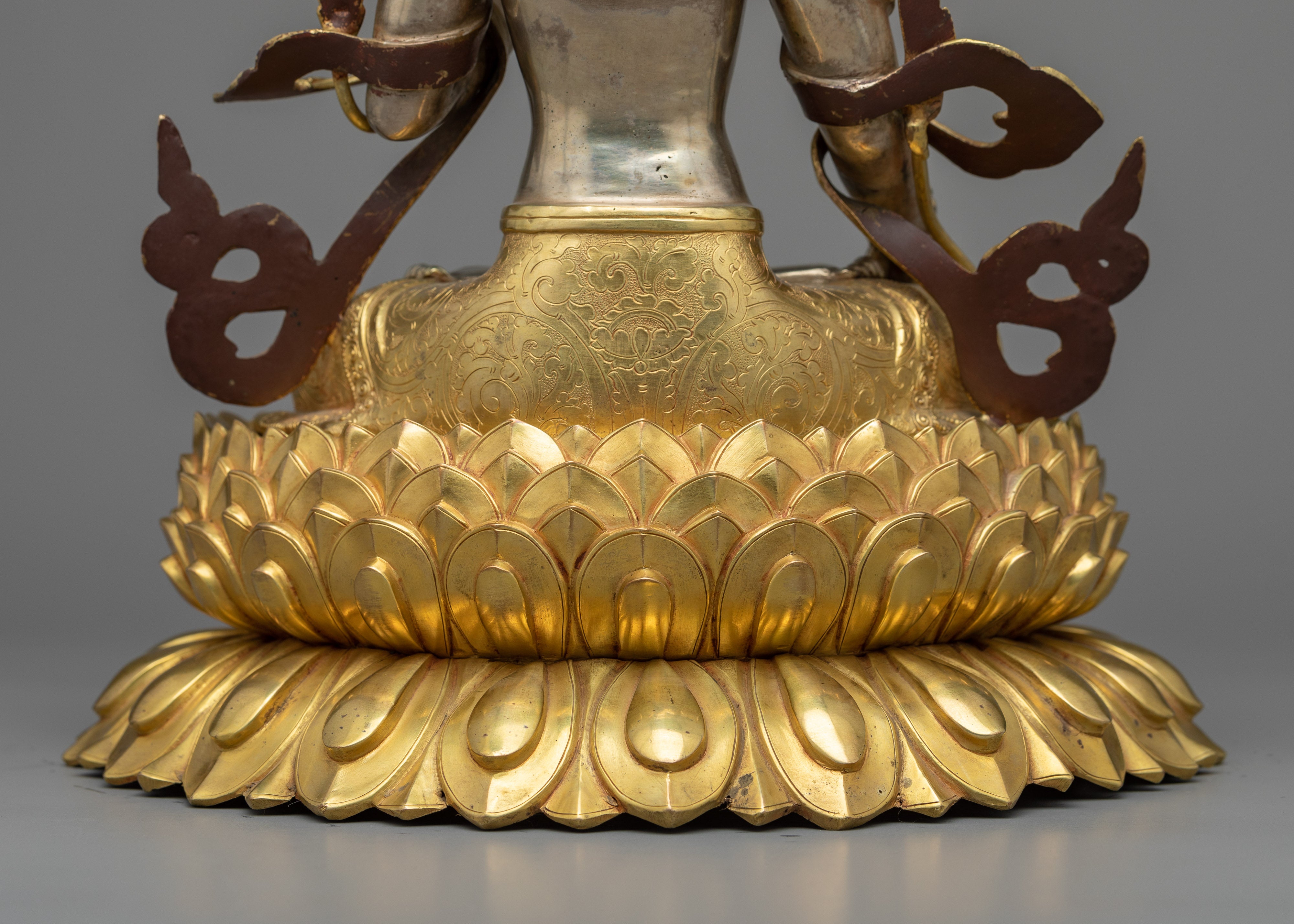 White Tara Buddhist Goddess of Compassion Statue | Himalayan Pure Silver Sculpture