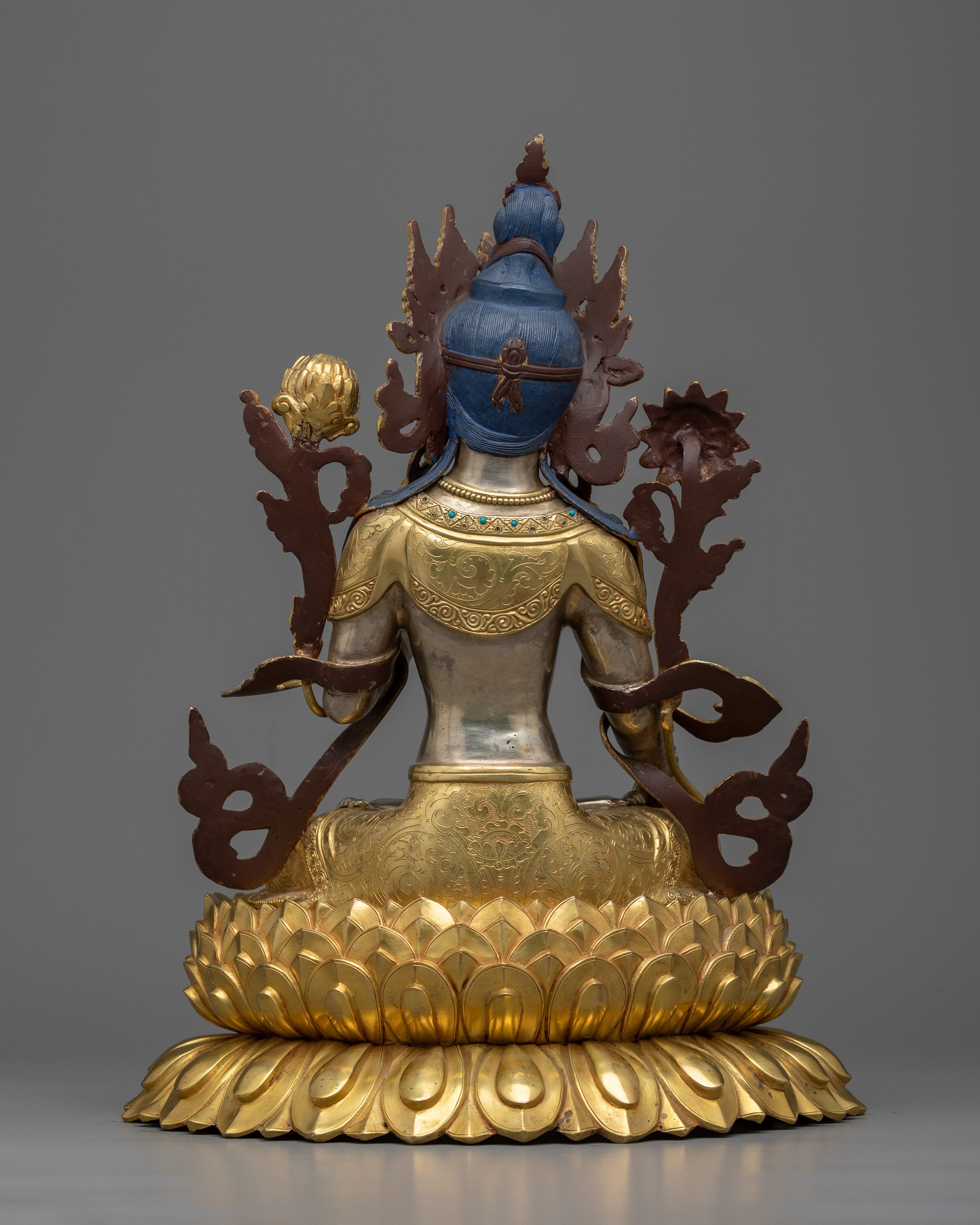 White Tara Buddhist Goddess of Compassion Statue | Himalayan Pure Silver Sculpture