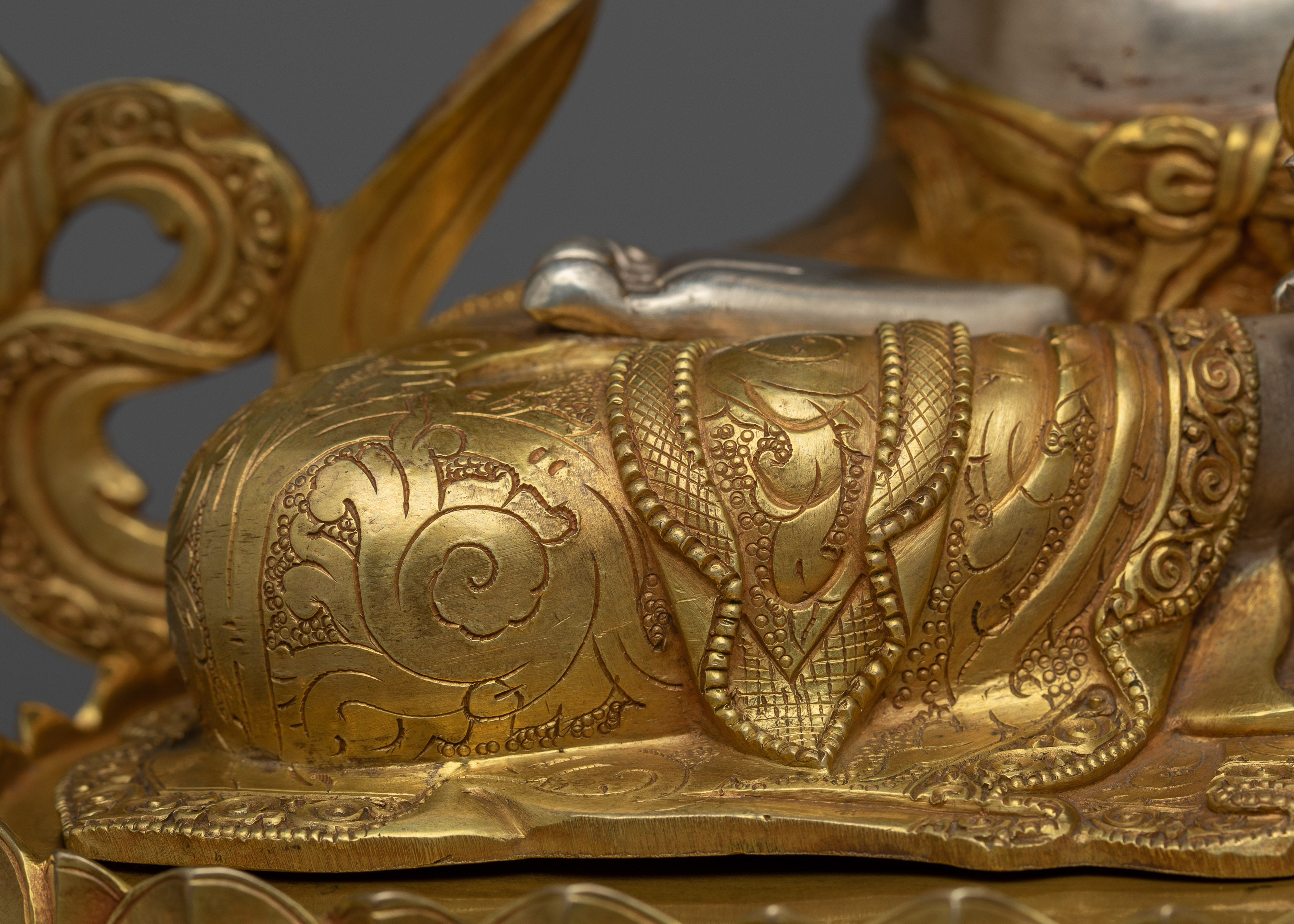 Vajrasattva Tibetan Statue | Spiritual Elegance in Silver and Gold