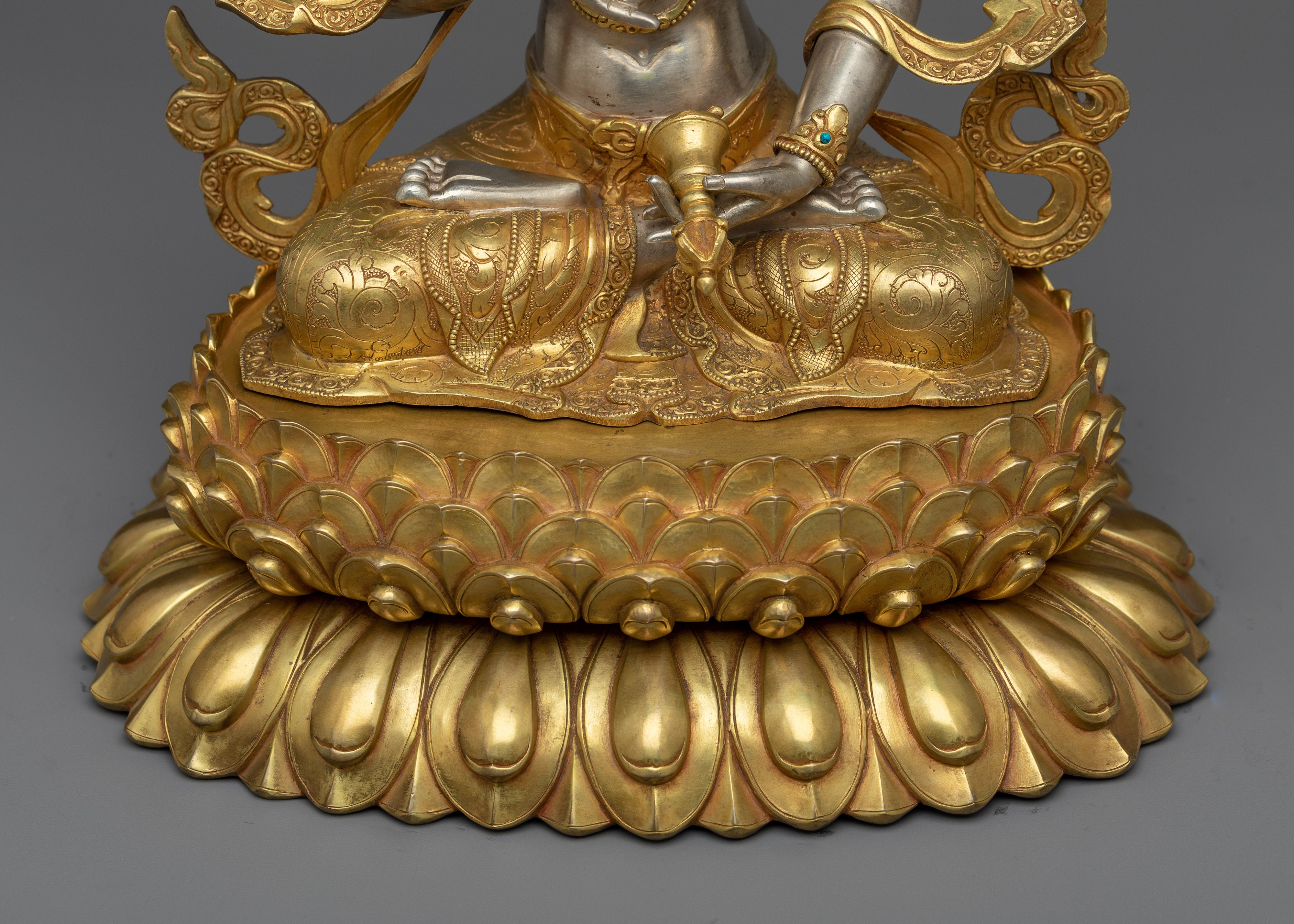 Vajrasattva Tibetan Statue | Spiritual Elegance in Silver and Gold