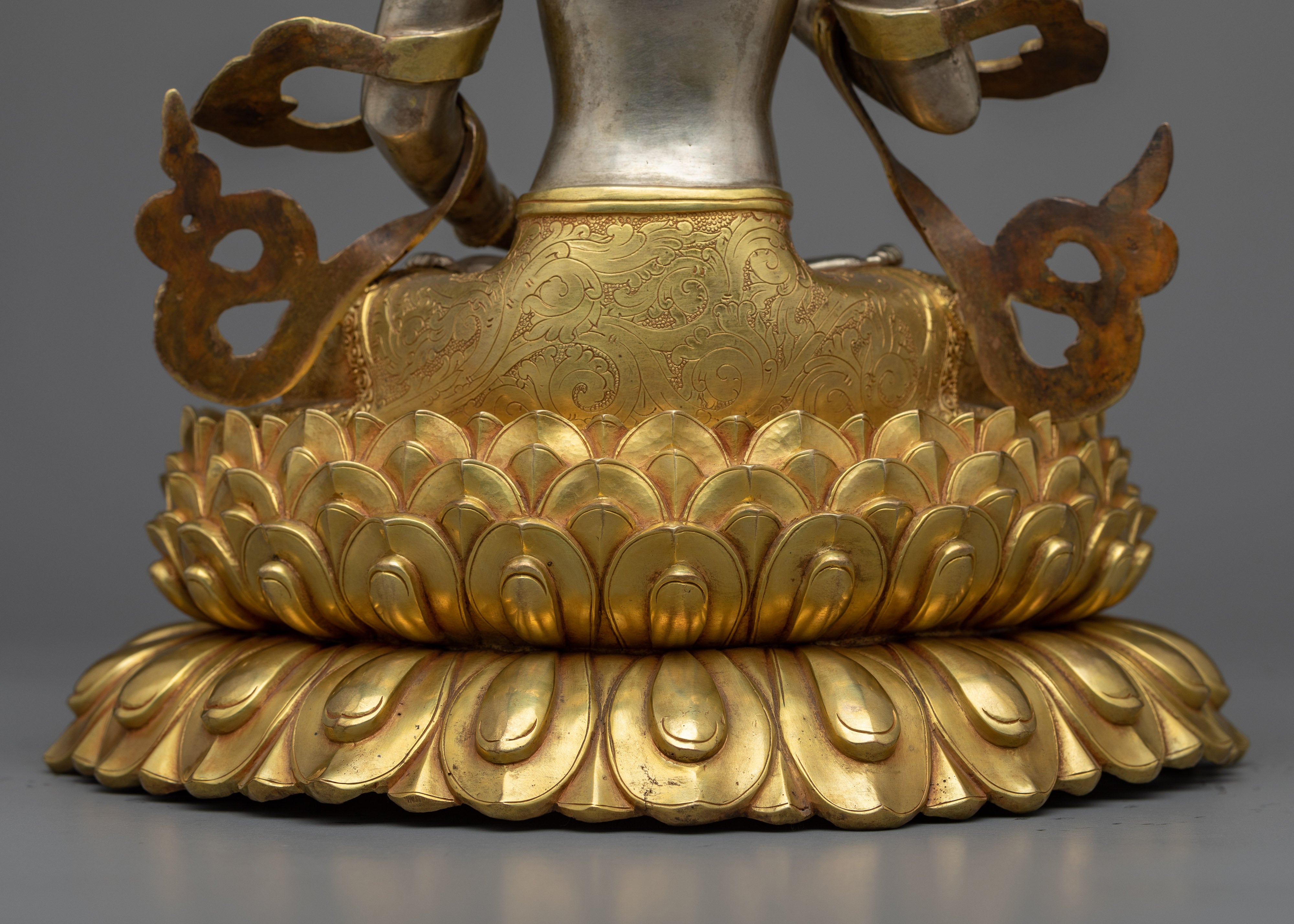 Vajrasattva Tibetan Statue | Spiritual Elegance in Silver and Gold