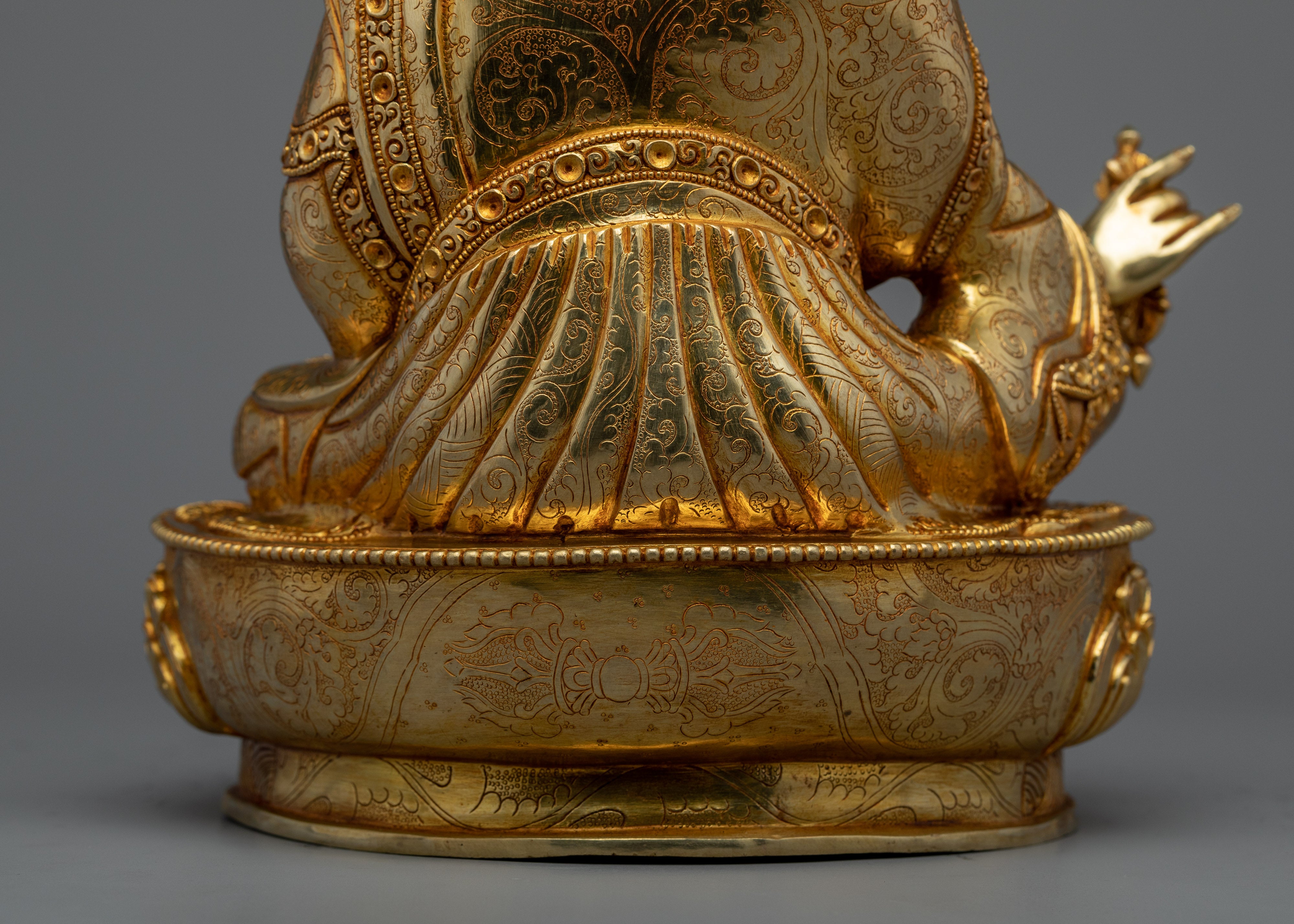 Guru Rinpoche 24k Gold Gilded Statue | Second Buddha of Tibet