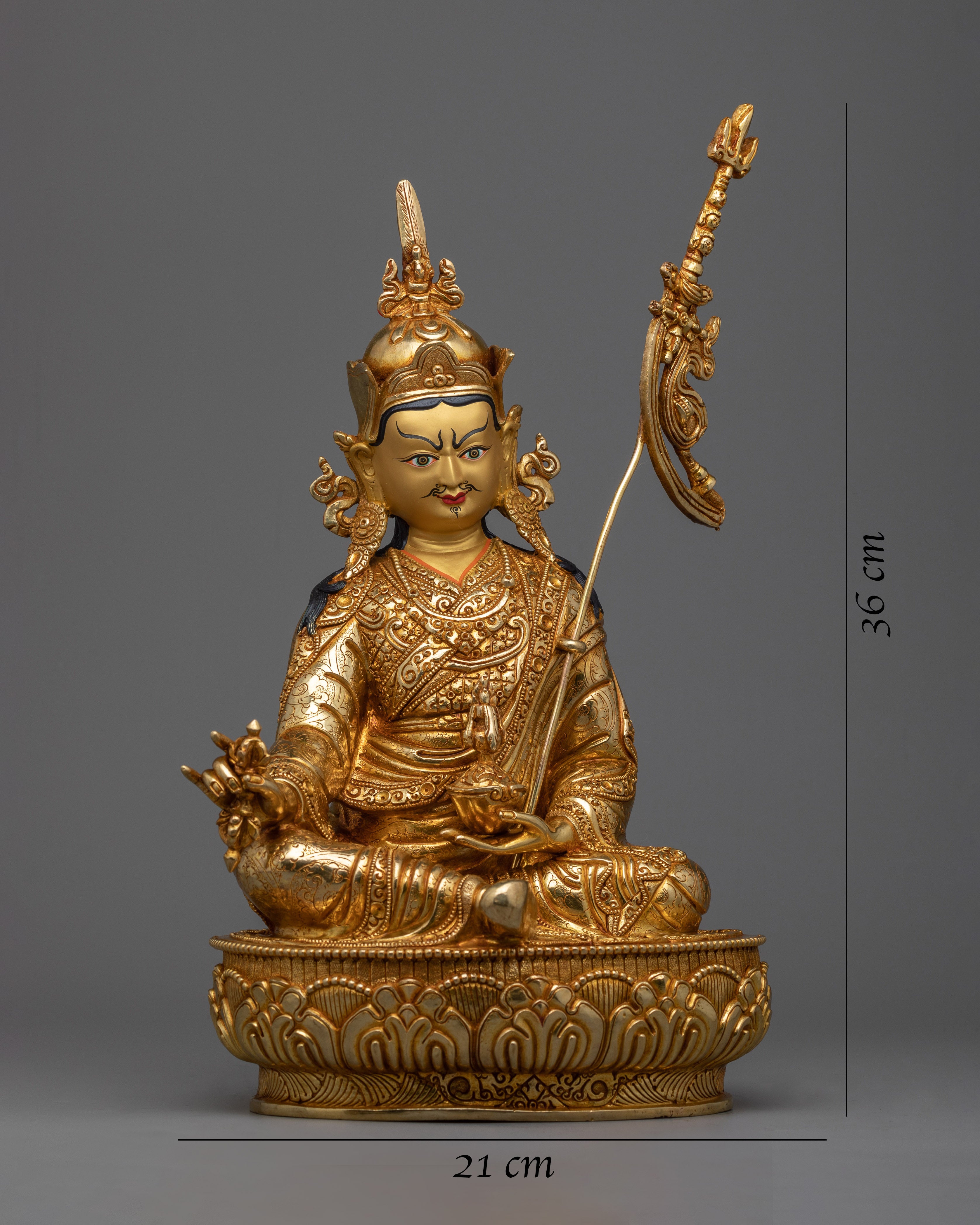Guru Rinpoche 24k Gold Gilded Statue | Second Buddha of Tibet