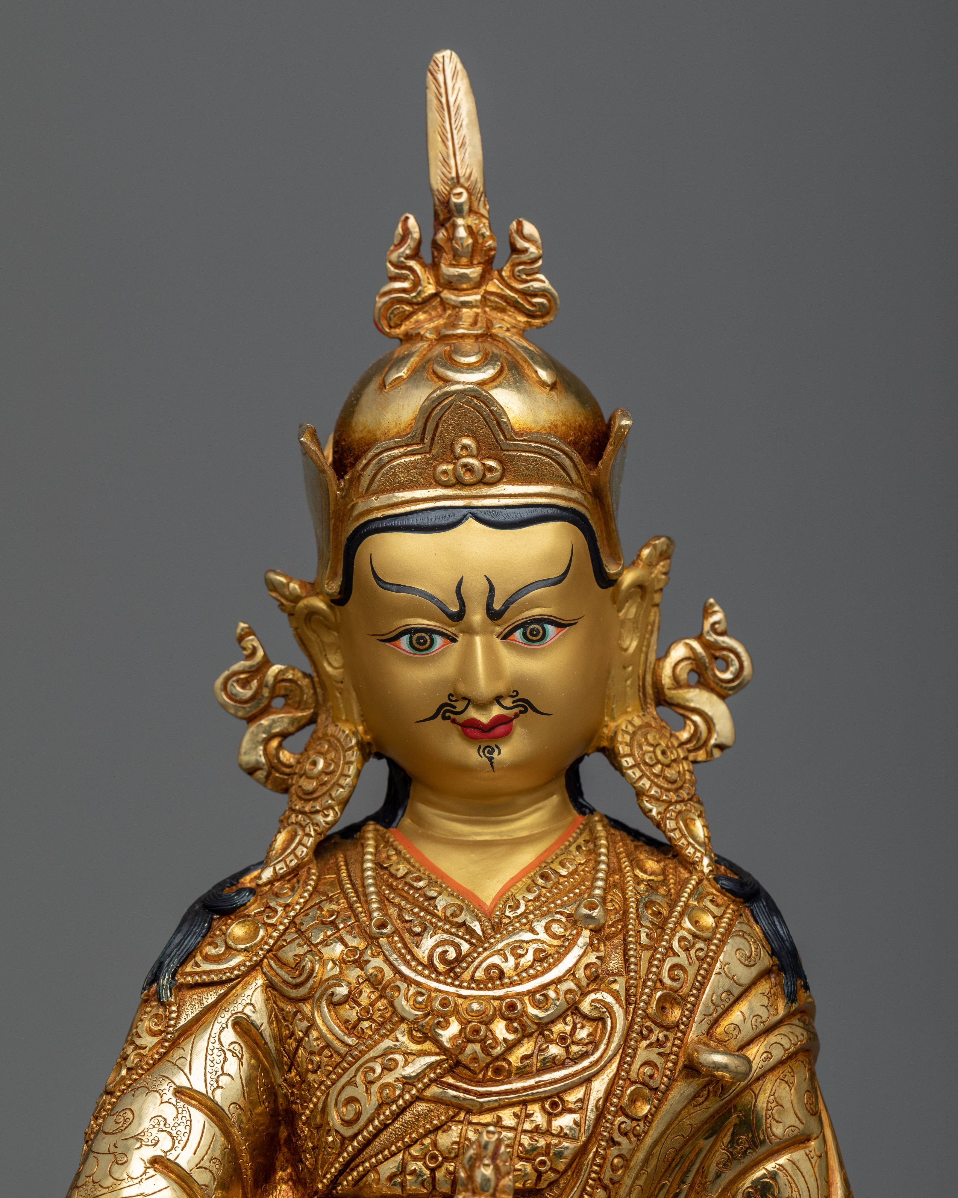 Guru Rinpoche 24k Gold Gilded Statue | Second Buddha of Tibet