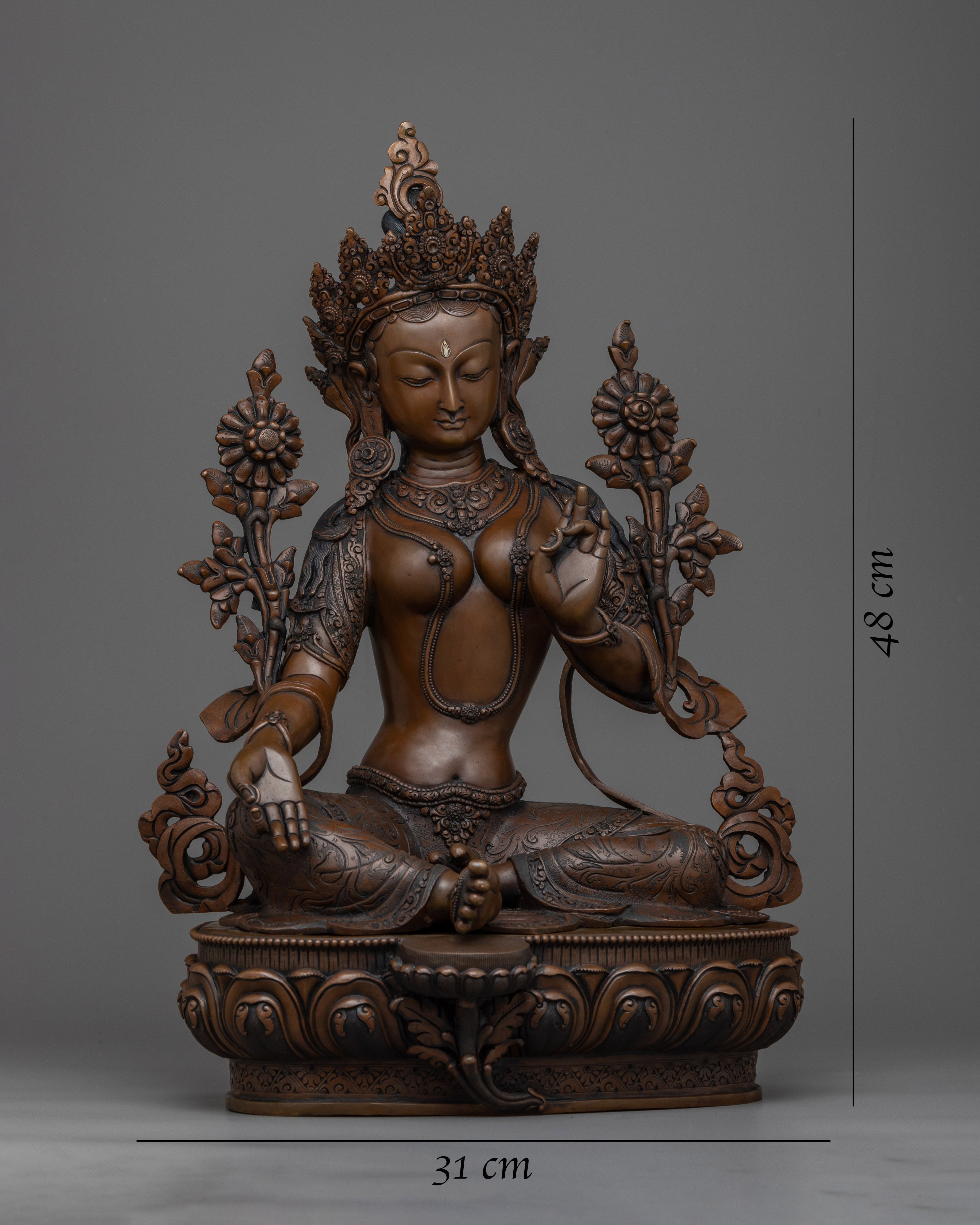 Premium Green Tara Outdoor Copper Sculpture | Invite Benevolence