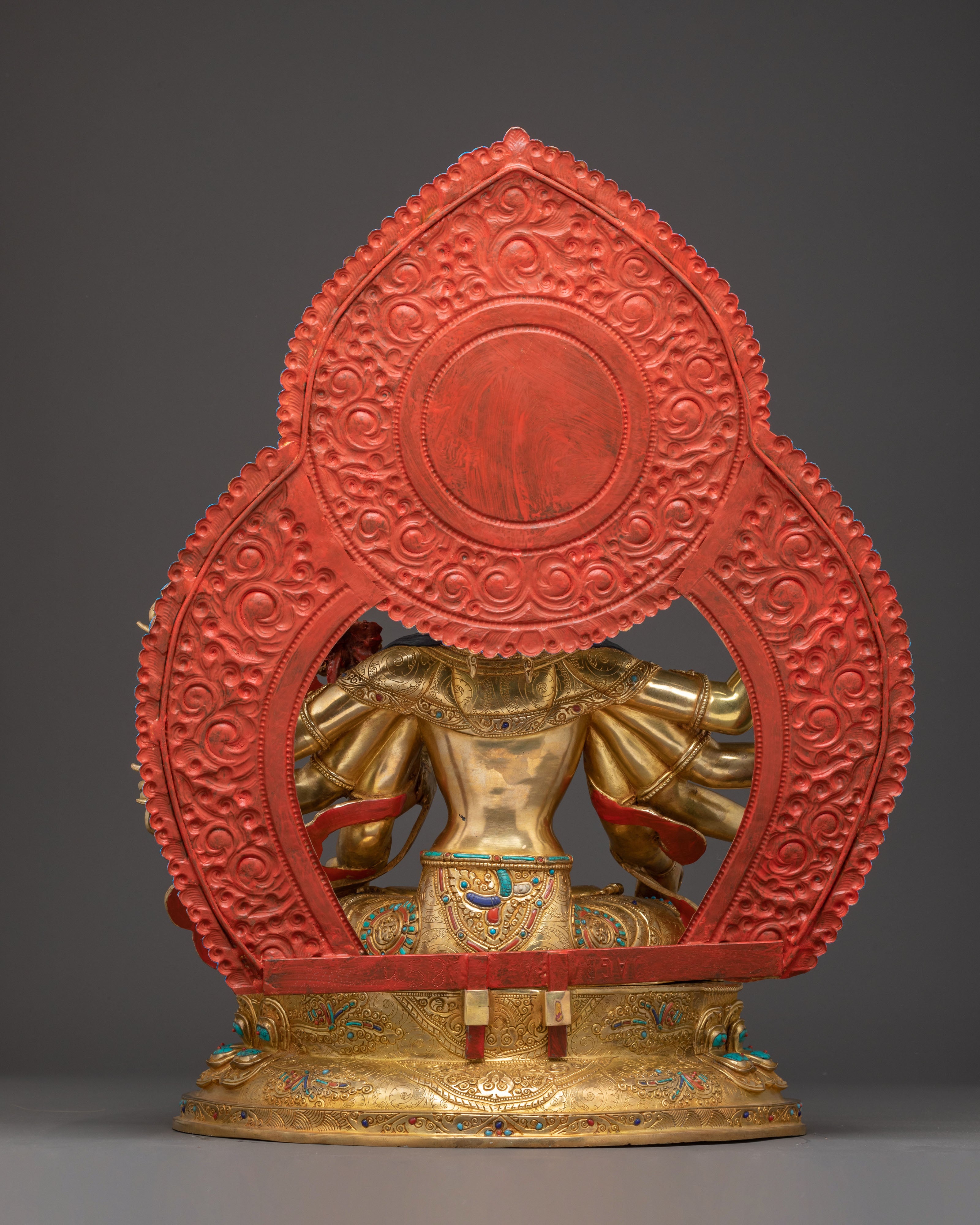 Handcrafted Statue of Wisdom Icon Maha Manjushri | Gold Gilded Copper Sculpture