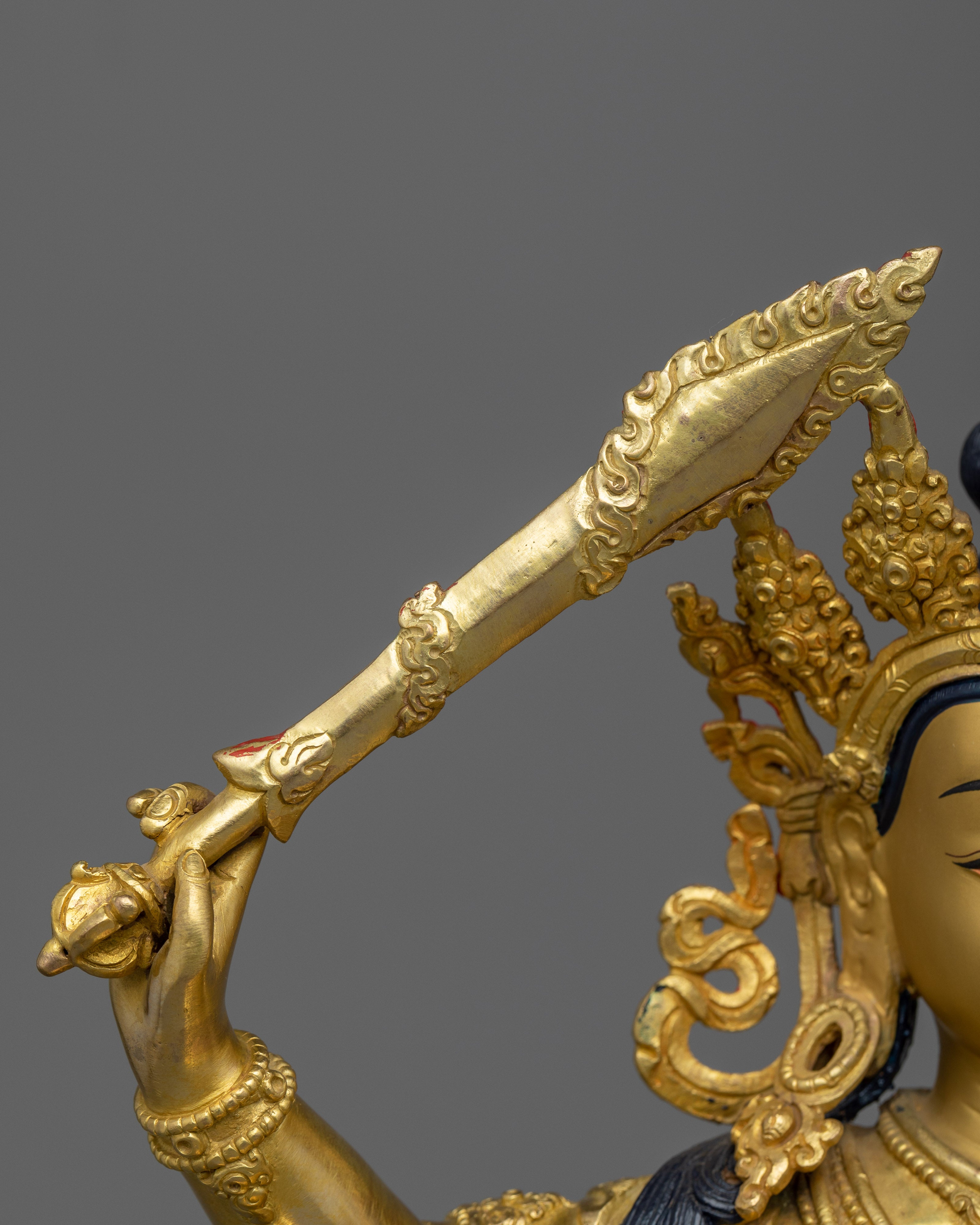 Praise to manjushri with our Gold Gilded Statue | Adorn Your Space with Our Sculpture