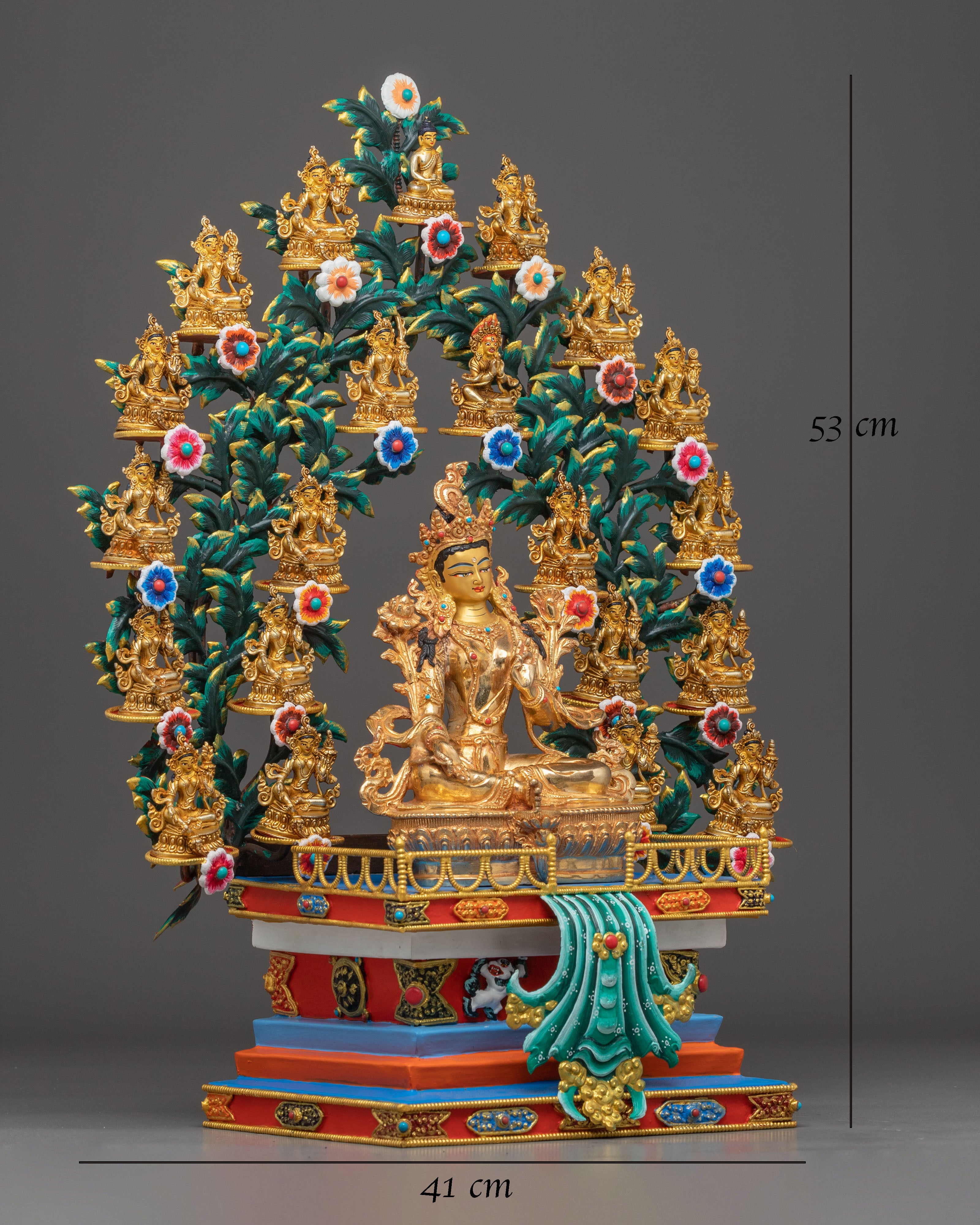 Golden 21 Tara Statues Set | Multiples of Tara for Ritual and Altar