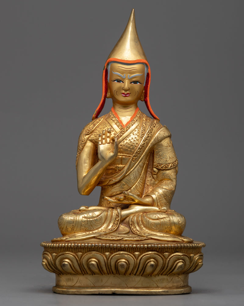 Lama Tsongkhapa Disciple on The Right side and Left Side | Tsongkhapa Statue Set
