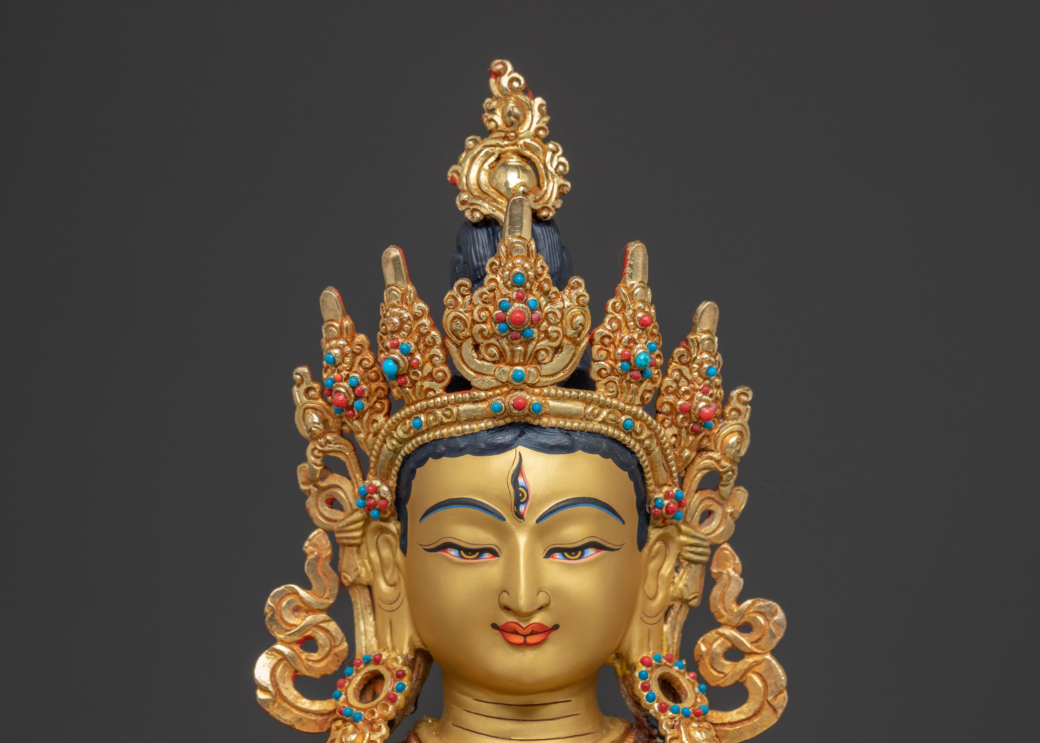 Dukar Statue: The Protector Bodhisattva | Gold Gilded Tibetan Icon