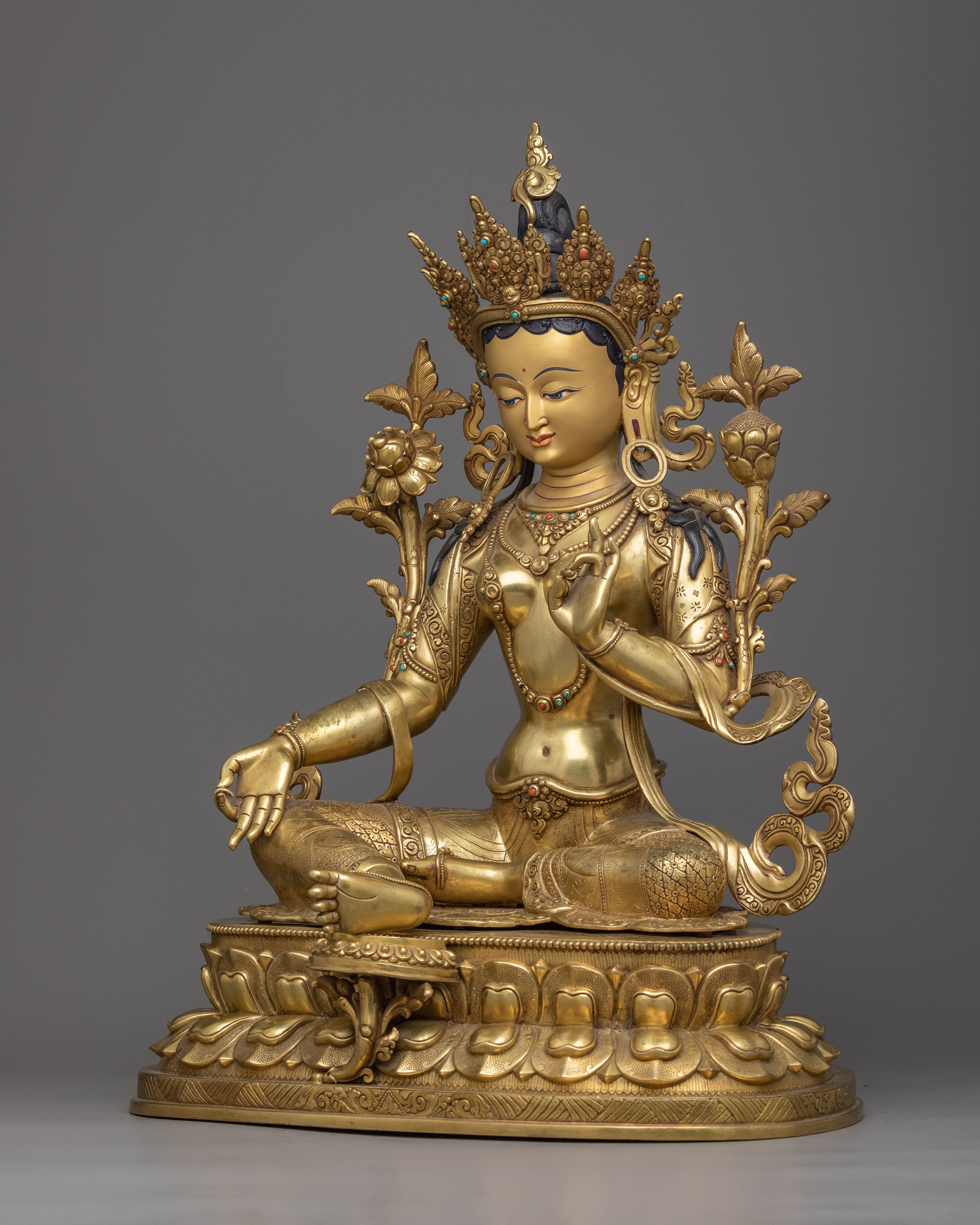 Green Tara Buddhist Goddess Statue | Compassionate Female Buddha