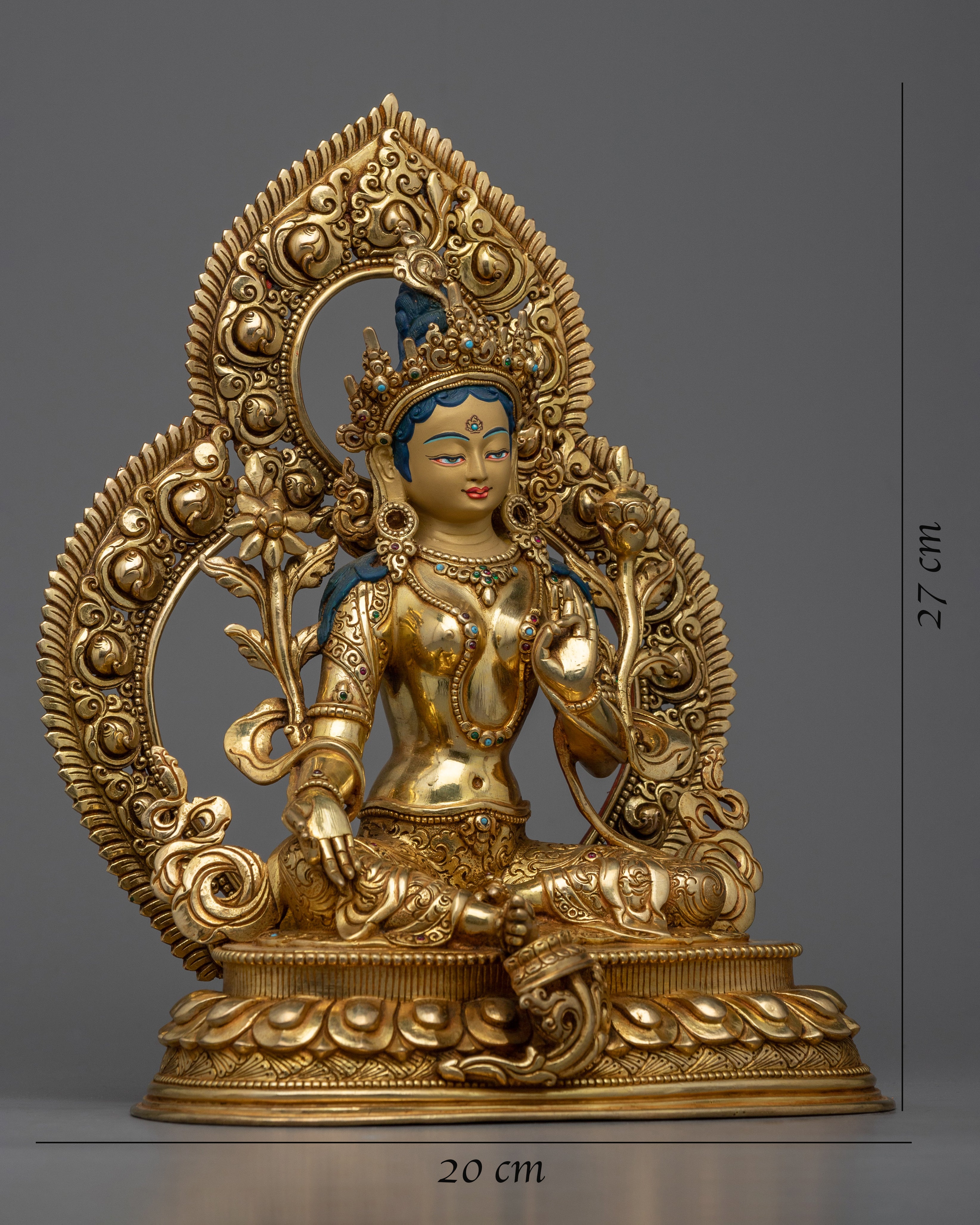Gold-Gilded Green Tara Statue | Experience Divine Compassion