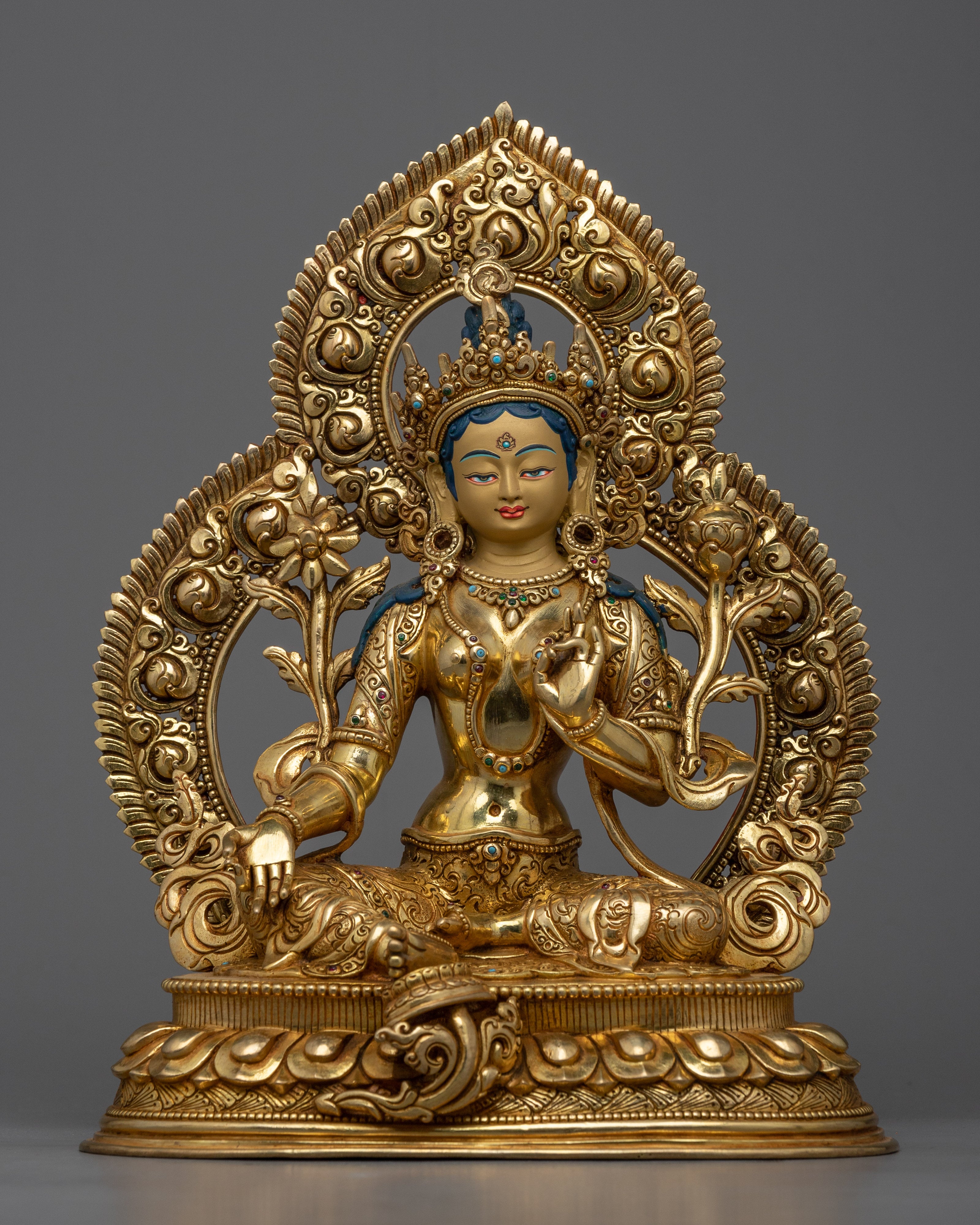 Gold-Gilded Green Tara Statue | Experience Divine Compassion
