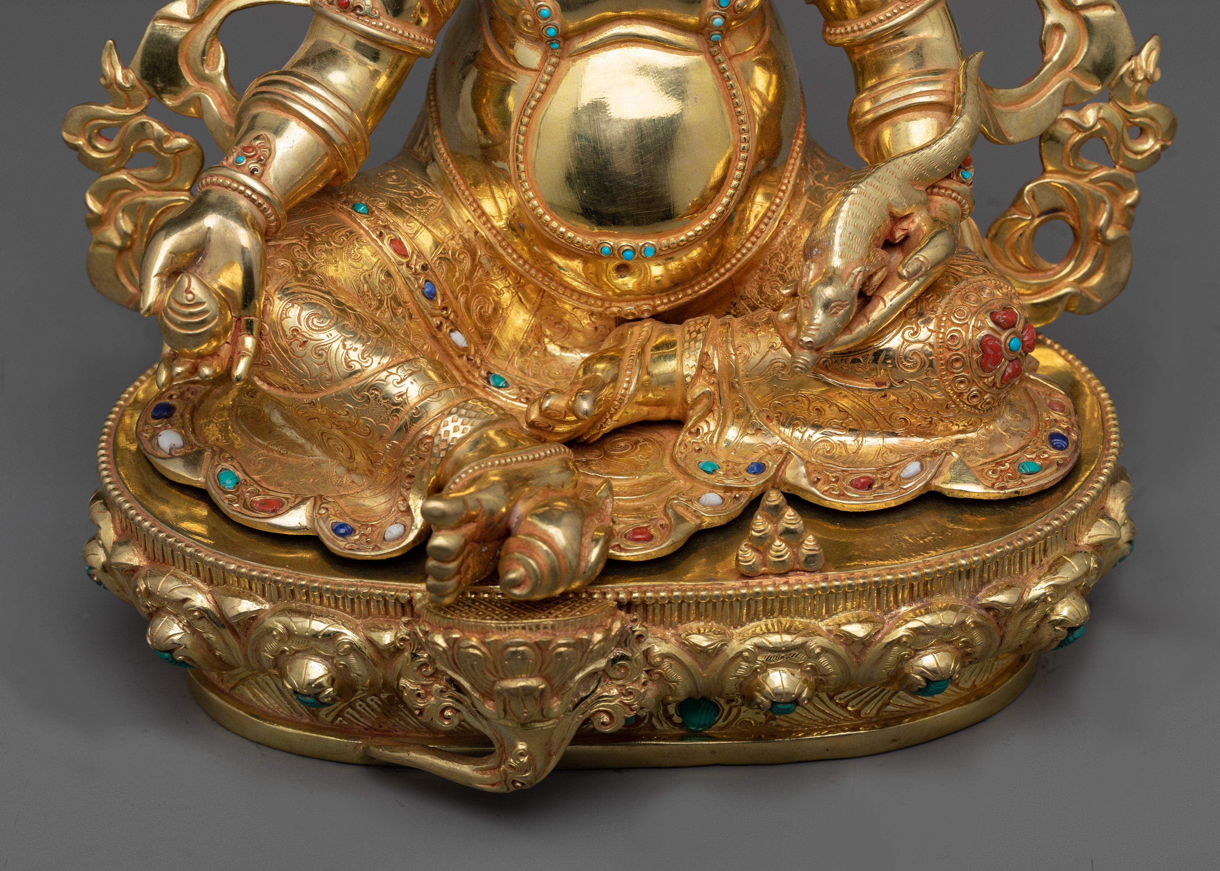 Dzambhala Gold Gilded Statue | Invite Prosperity with Lord Jambhala