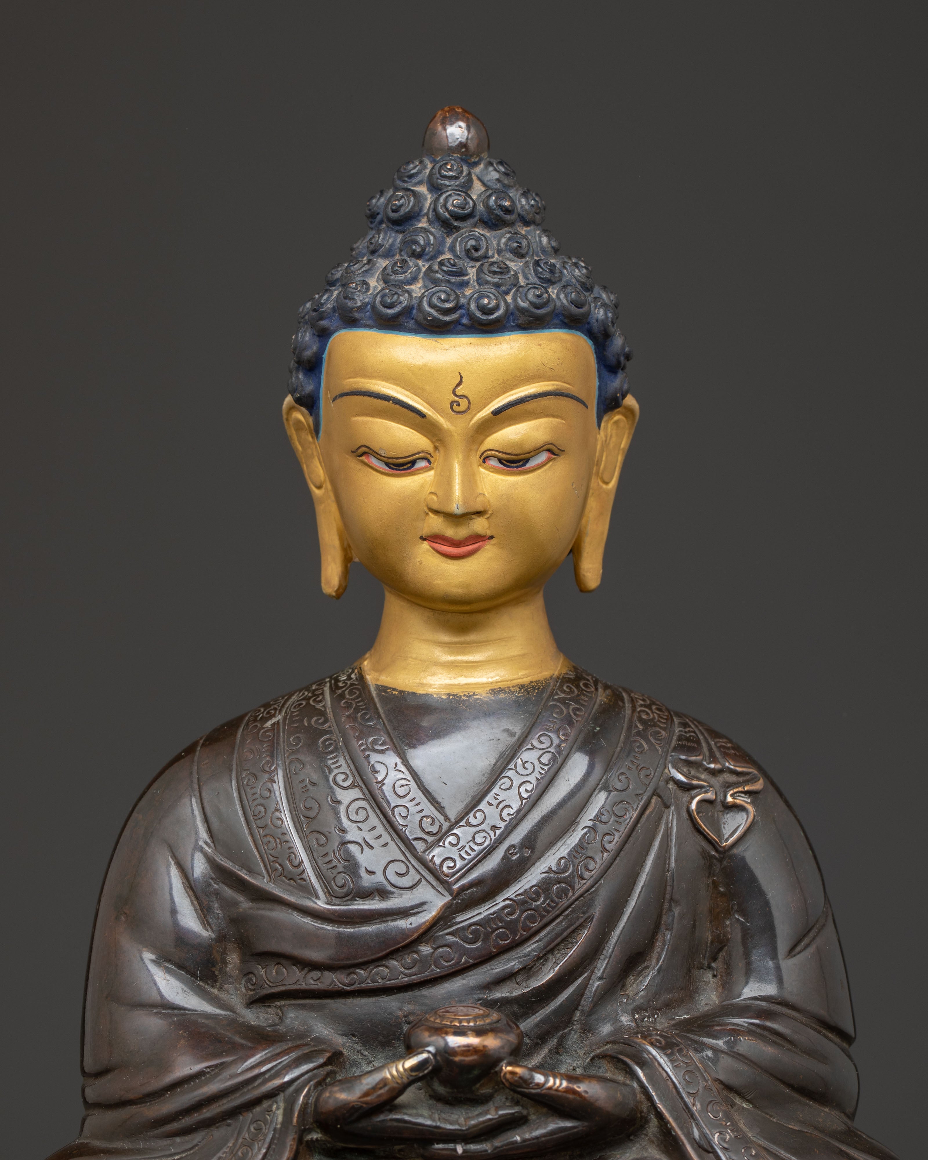Oxidized Statue of Japanese Amitabha Buddha | Traditional Art