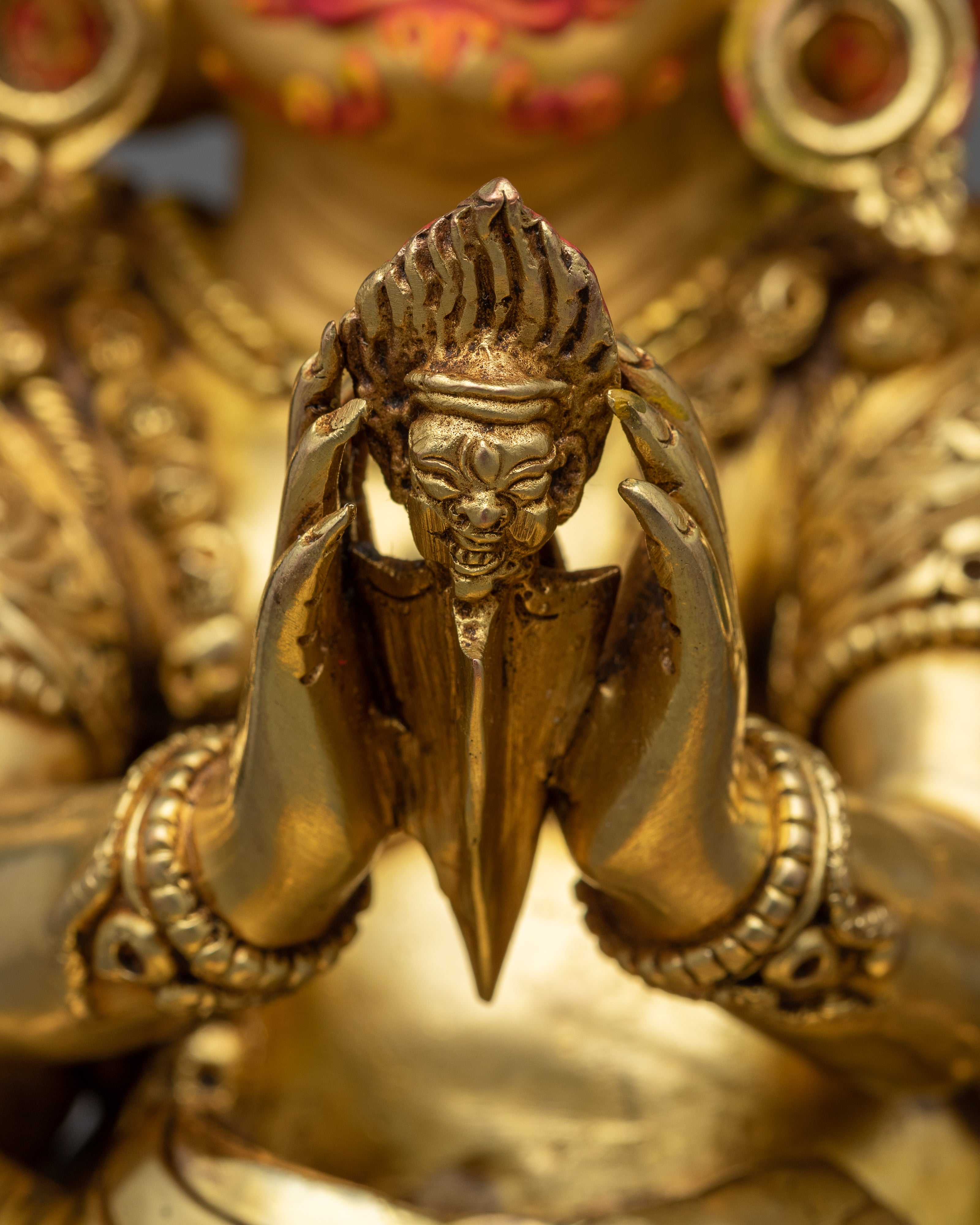 Gold-Gilded Vajrakilaya Copper Statue | Majestic Buddhist Deity Hand-carved Sculpture