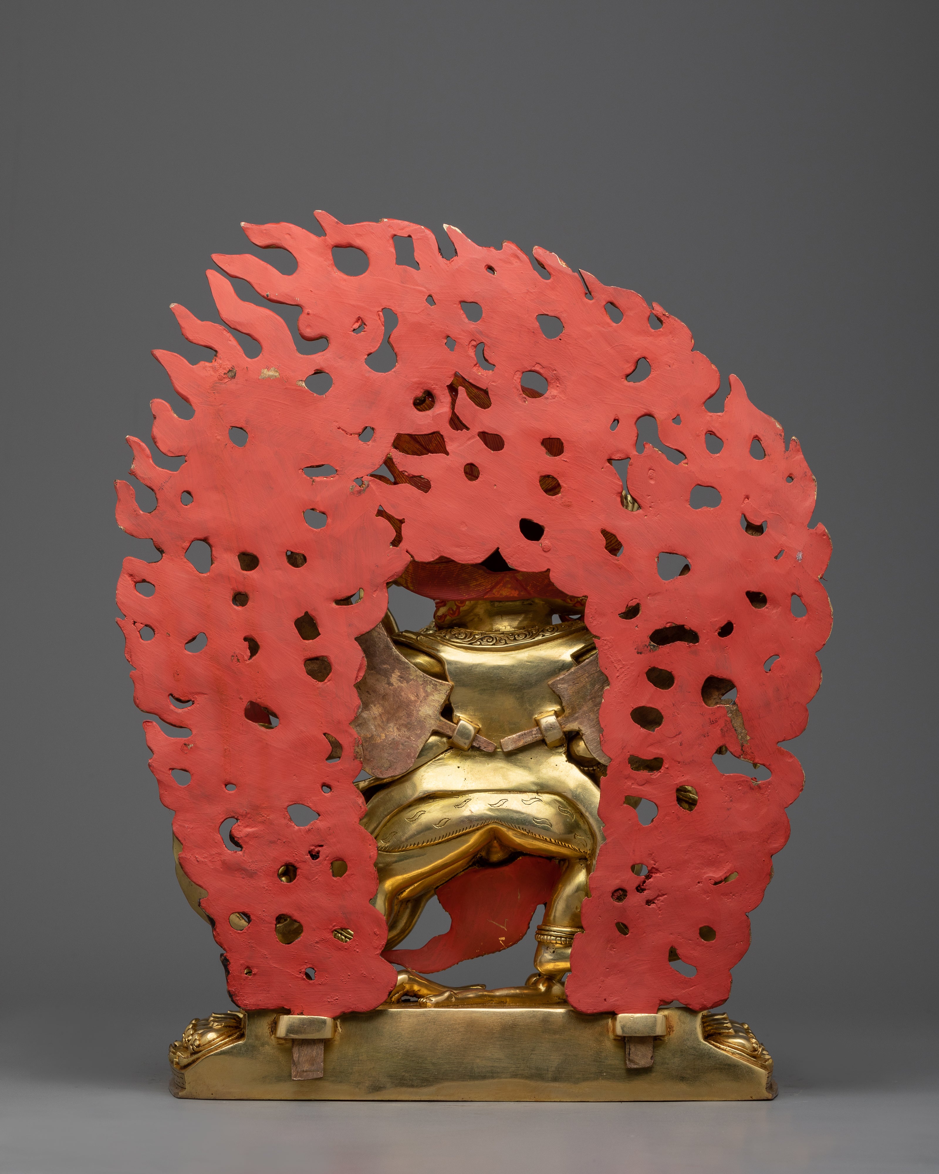 Gold-Gilded Vajrakilaya Copper Statue | Majestic Buddhist Deity Hand-carved Sculpture