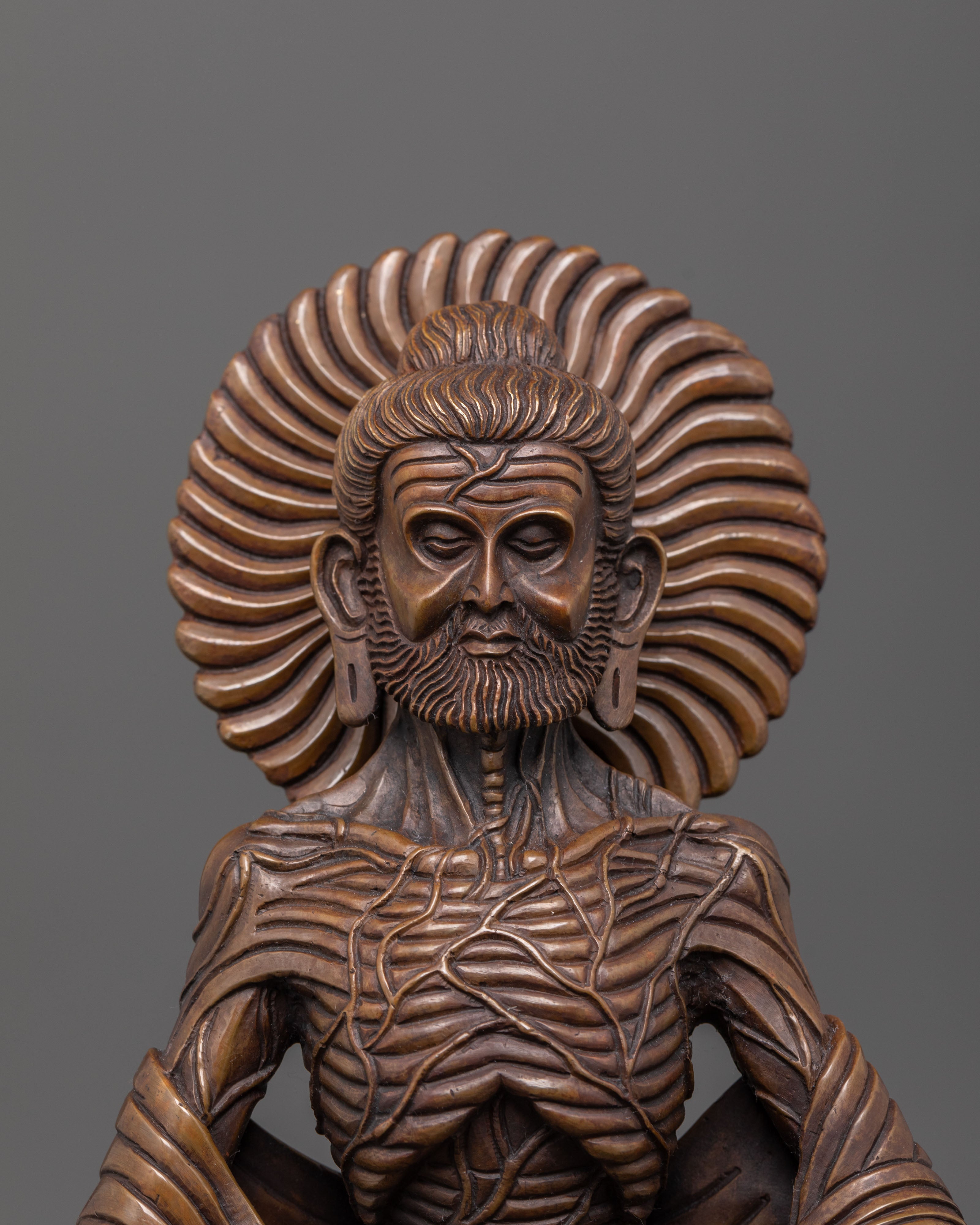 Handmade Copper Statue of Fasting Buddha | Symbol of Mindful Abstention