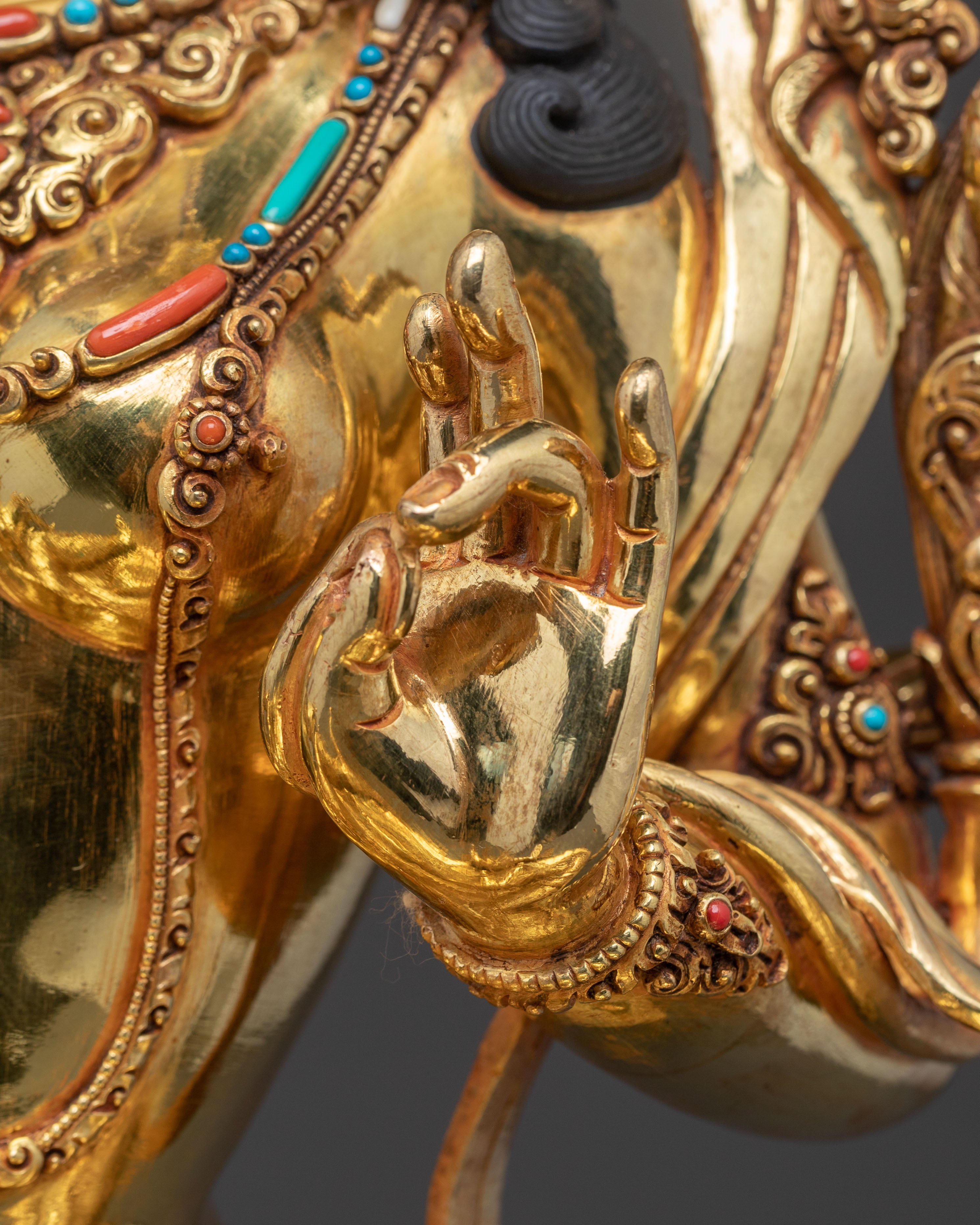Himalayan Green Tara Golden Statue | Female Bodhisattva