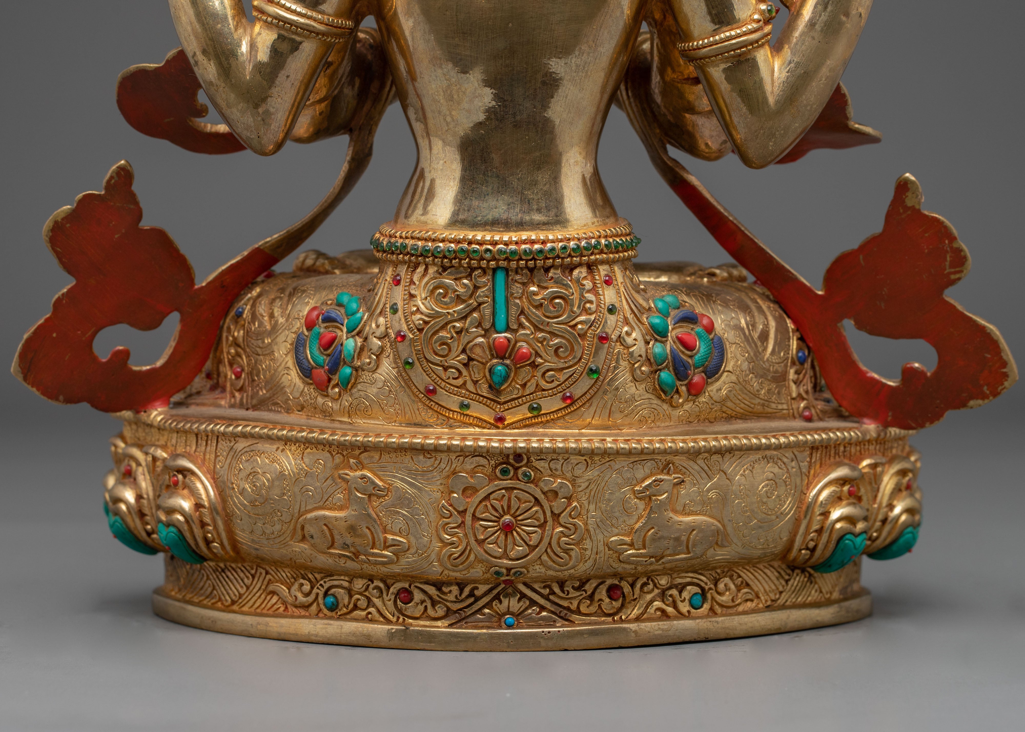 Golden Chenrezig Statue: Symbol of Compassion | Avalokiteshvara Figurine