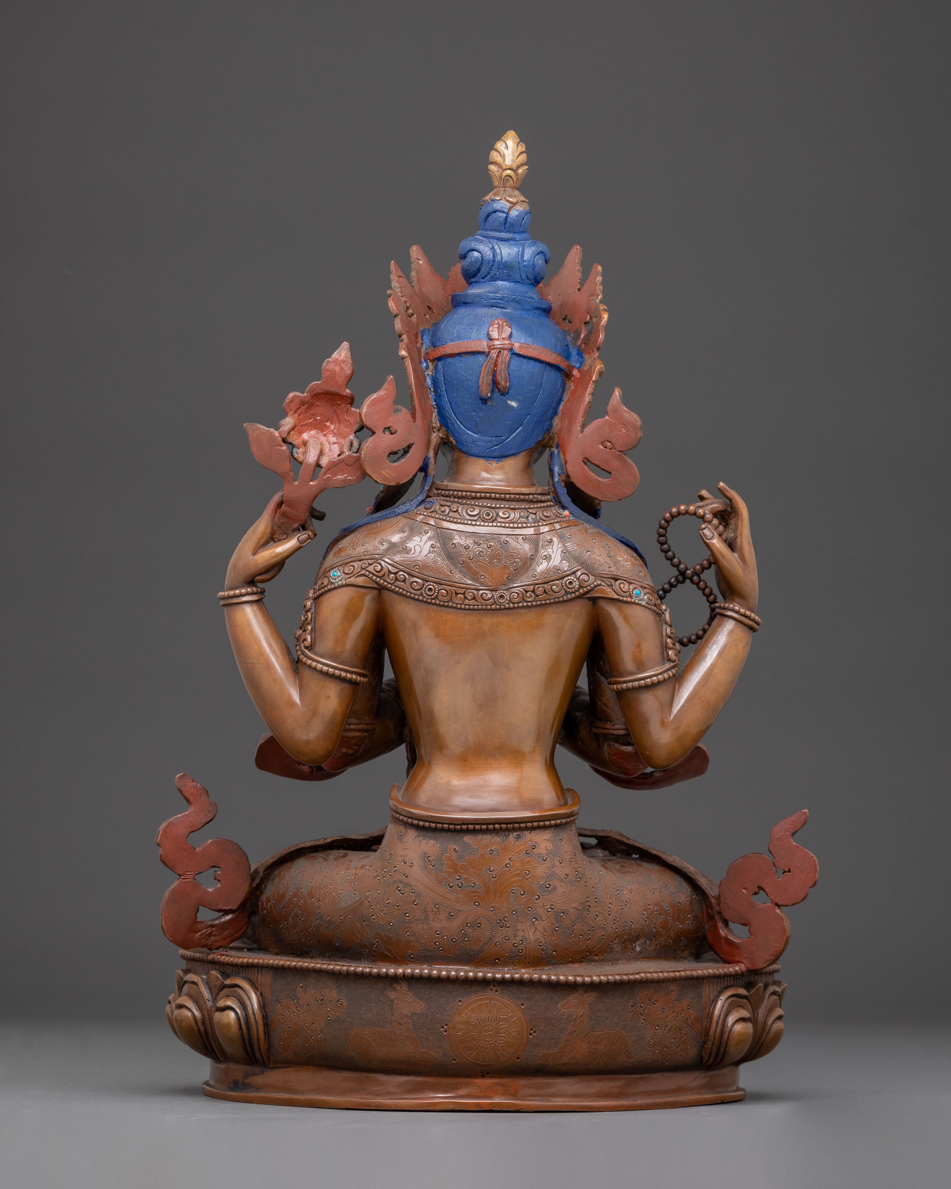 Oxidized Handmade Statue of Bodhisattva Chenrezig | Guardian of Compassion