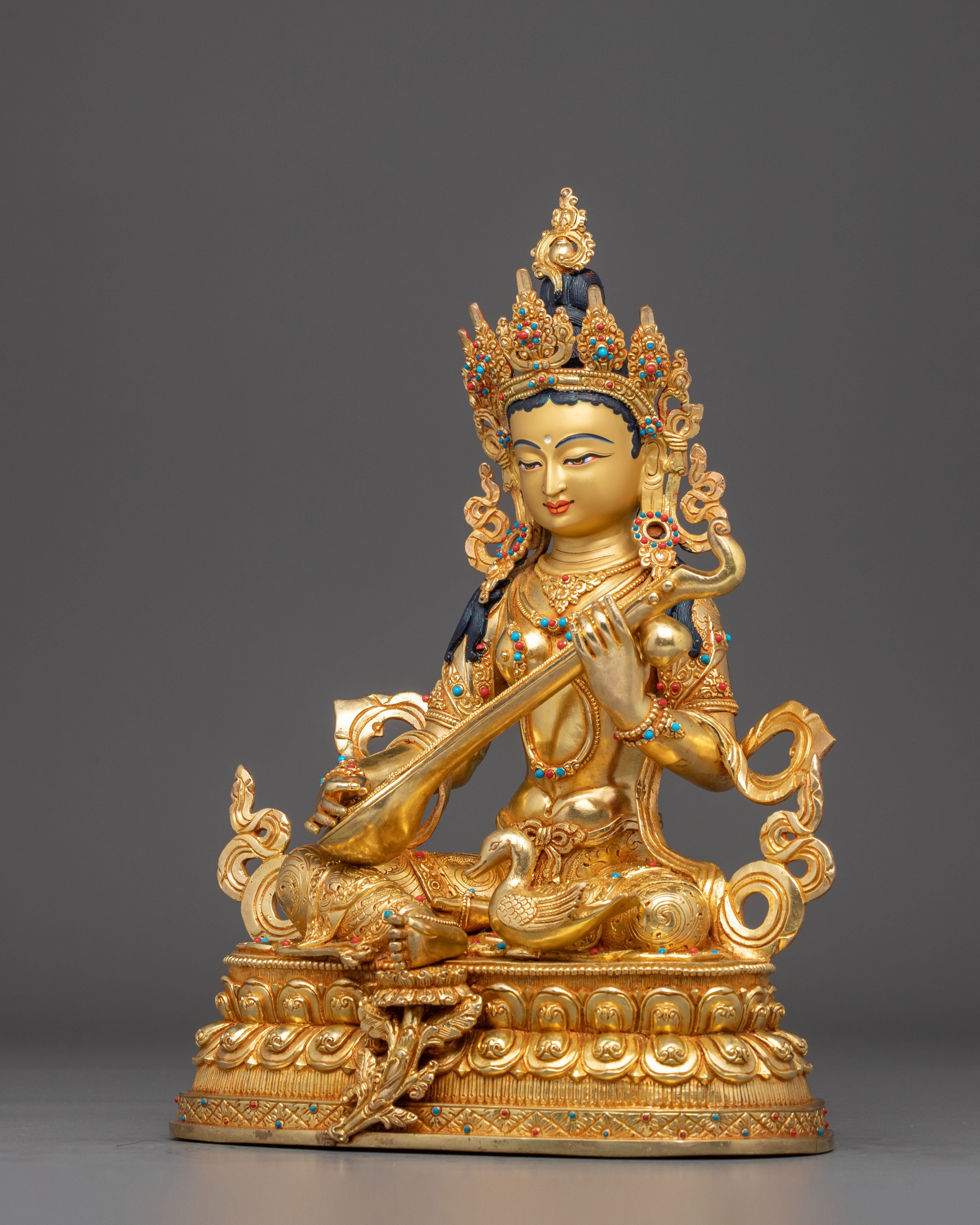 Handmade Saraswati Statue, Goddess of Wisdom | Nepali Handcrafted Icon