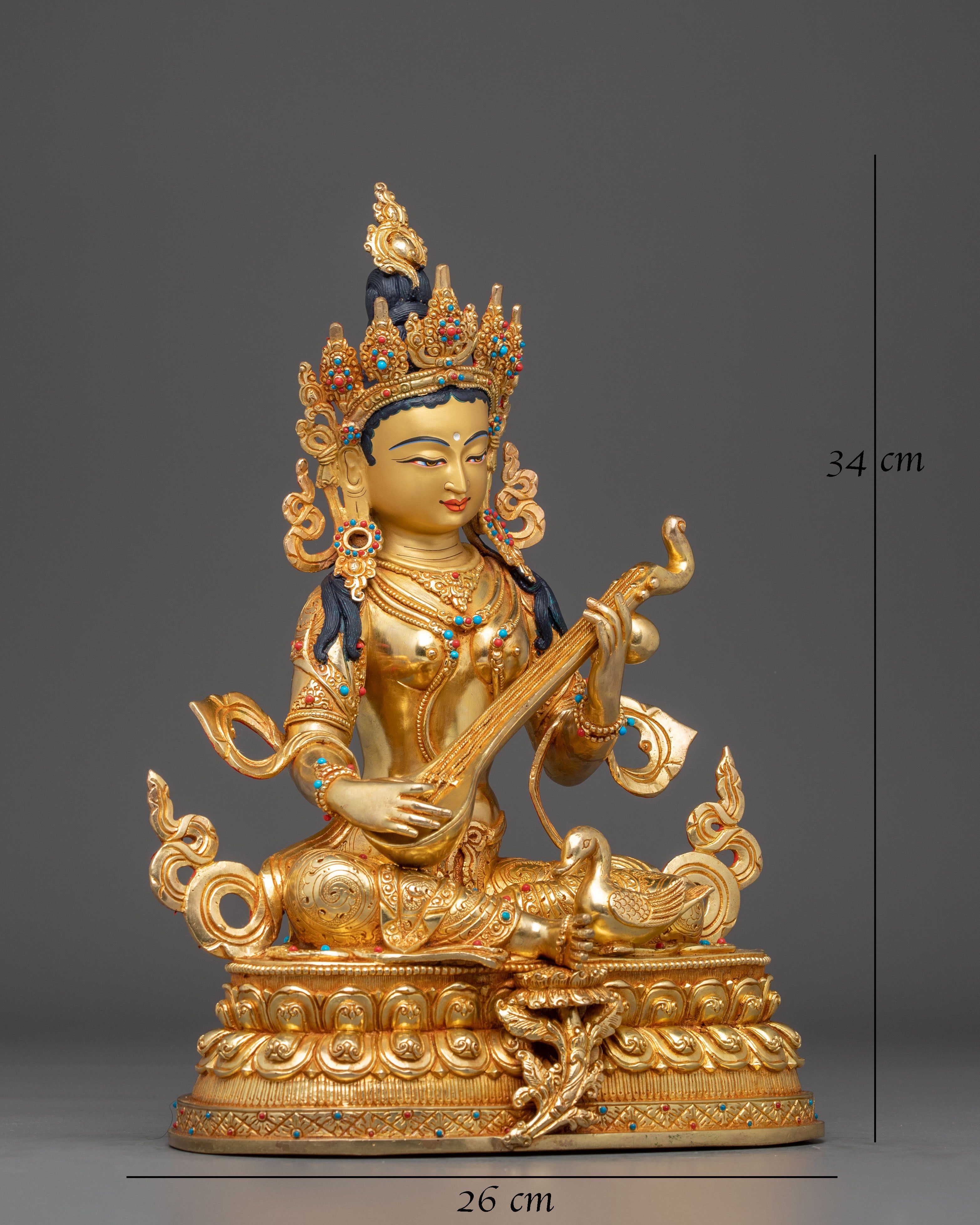 Handmade Saraswati Statue, Goddess of Wisdom | Nepali Handcrafted Icon