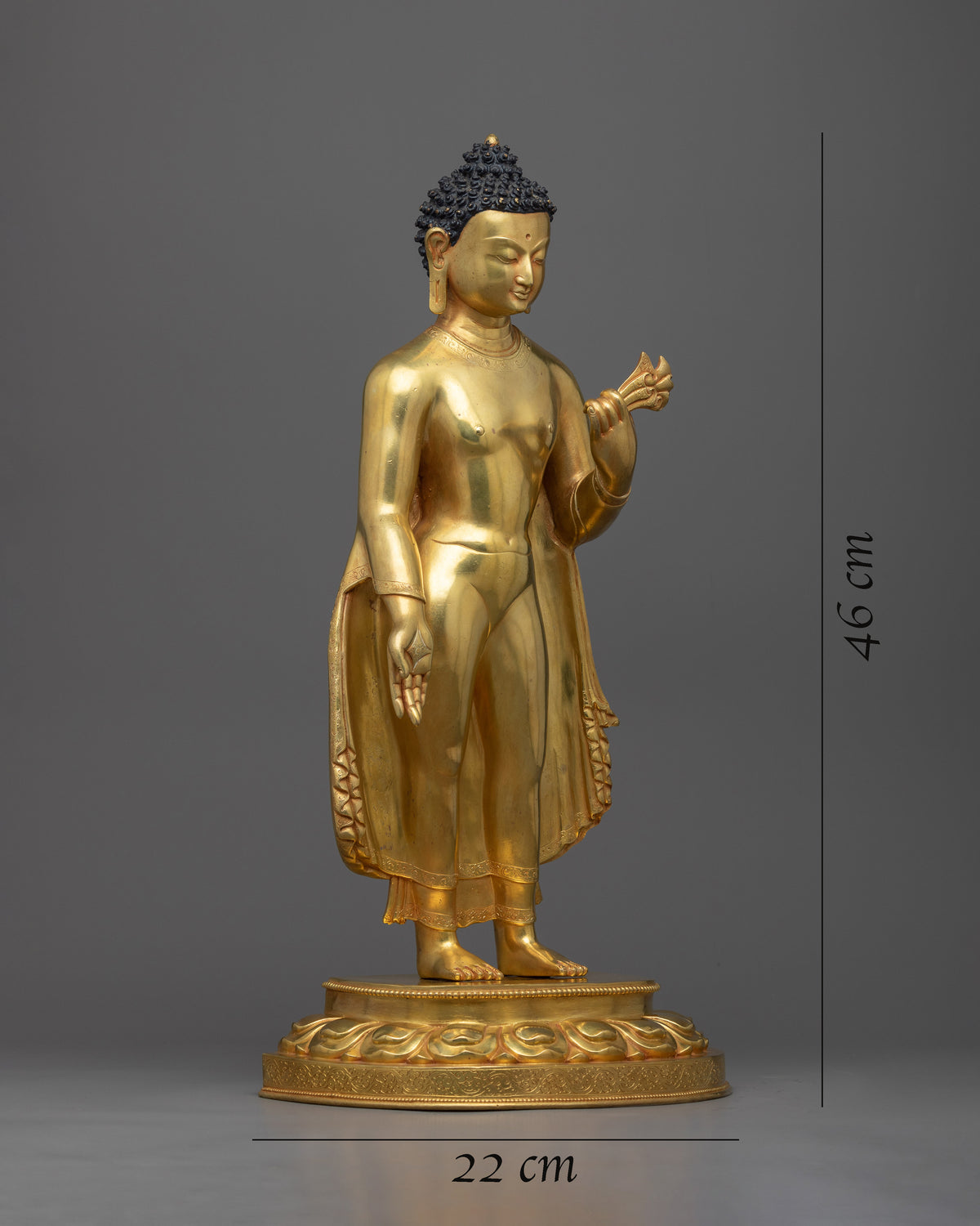 Standing Shakyamuni Buddha Artwork | Experience Enlightenment with Gold Gilded Statue
