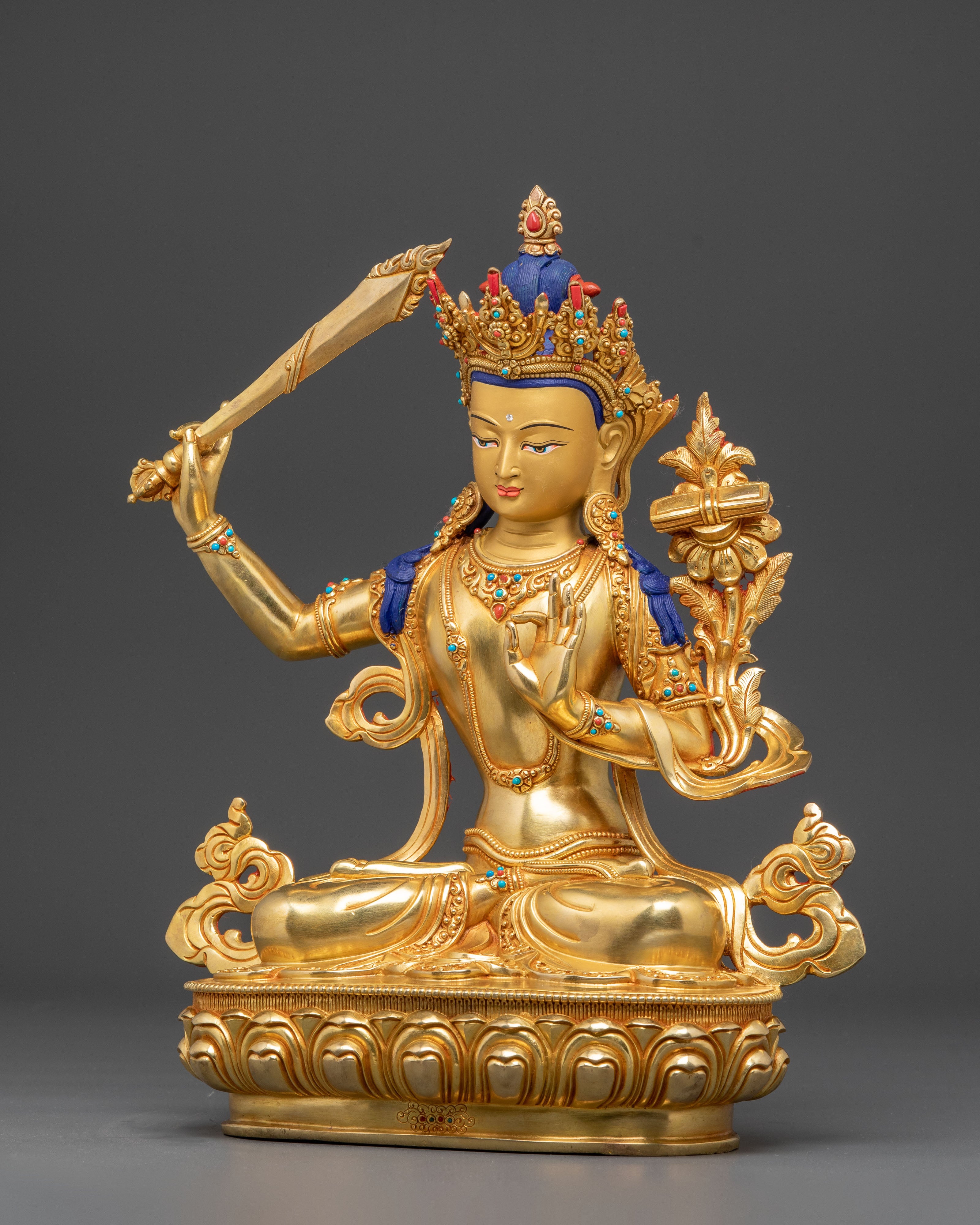 Handmade Figurine of Manjushri | Wisdom Bodhisattva Sculpture