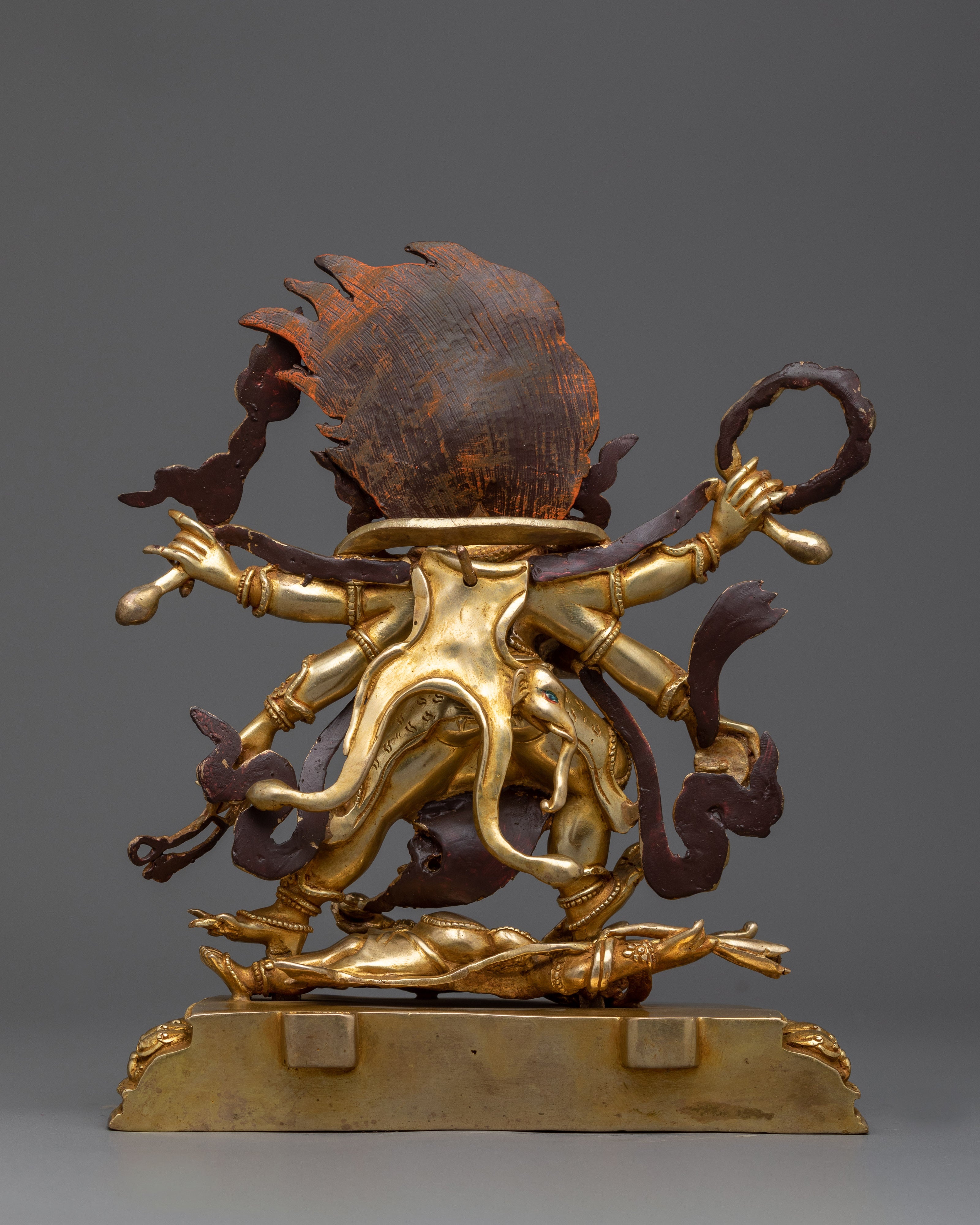 6-Armed Buddha Mahakala Statue | Golden Glory of Tibetan Craftsmanship
