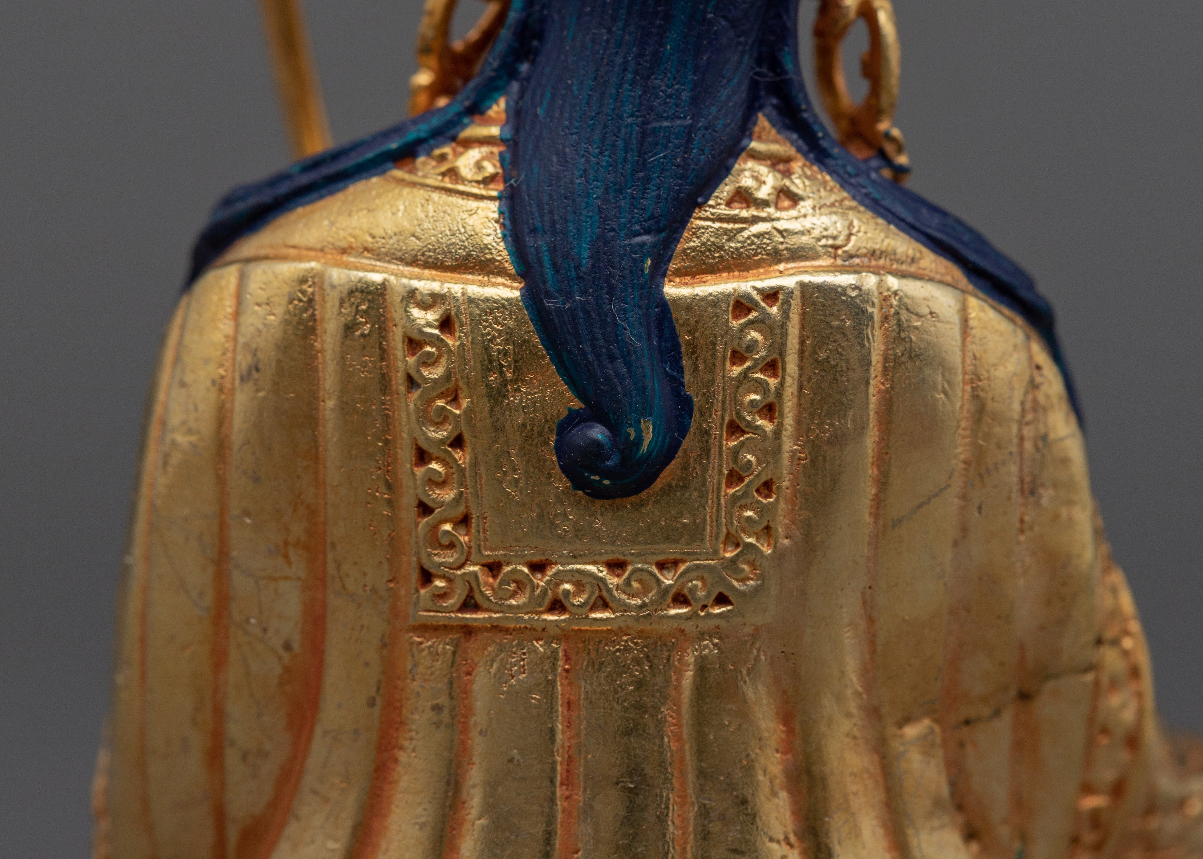 Machine Molded Guru Rinpoche Statue | Small Gold Figurine of Lotus Born