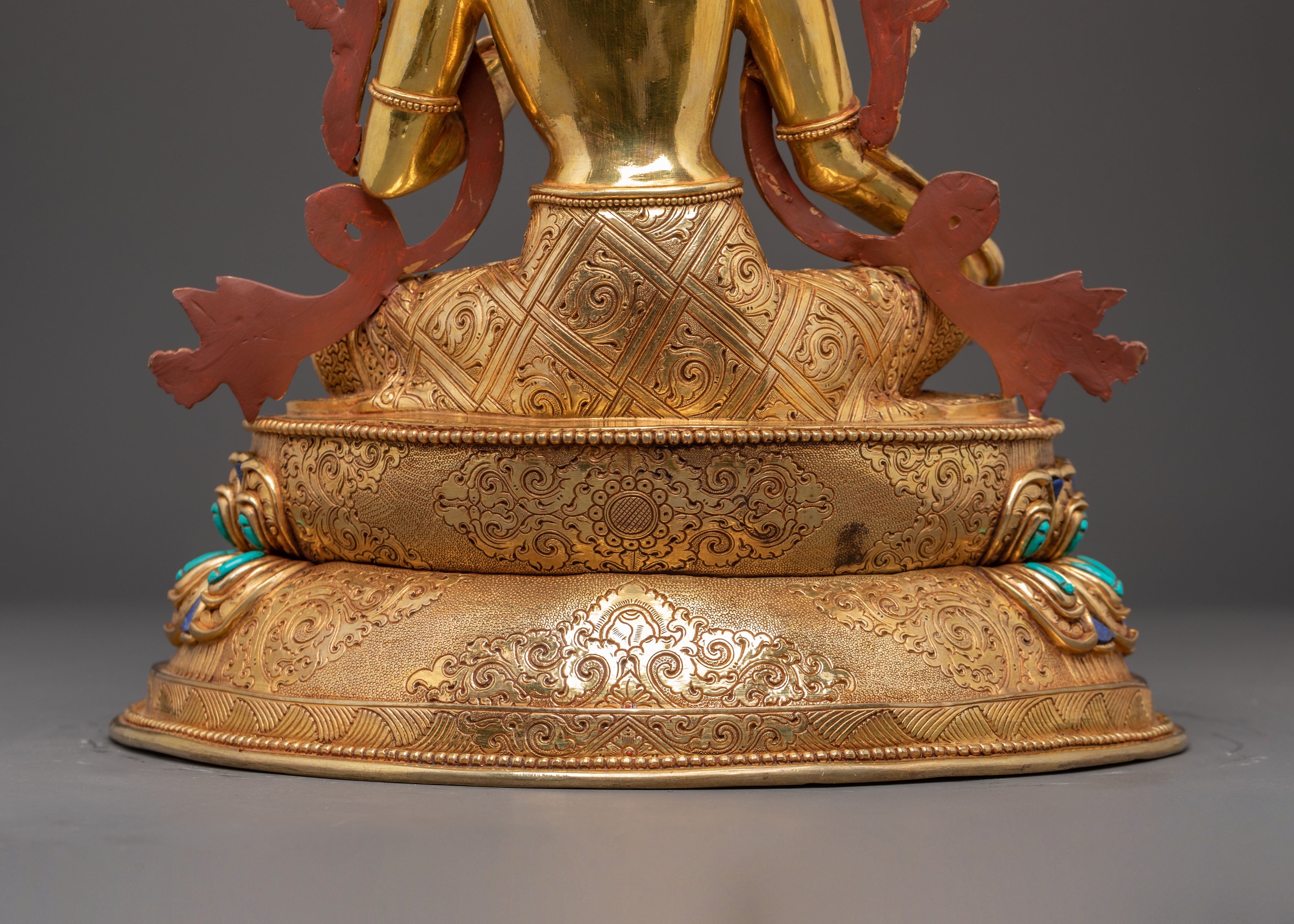 Handmade Golden Statue of Green Tara | Female Buddha of Compassion