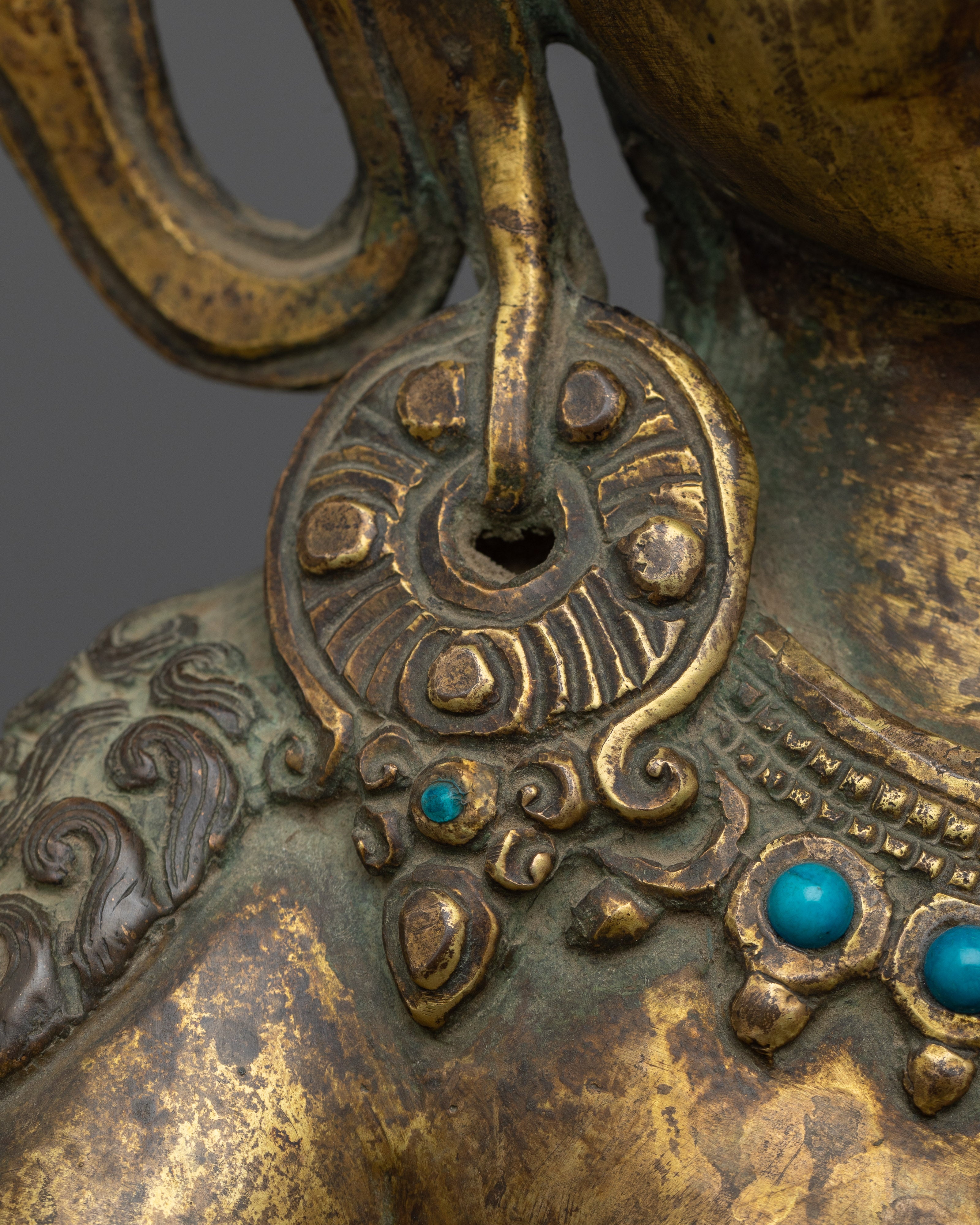 Buddhist Indra Statue | A Majestic Guardian in Golden Hue