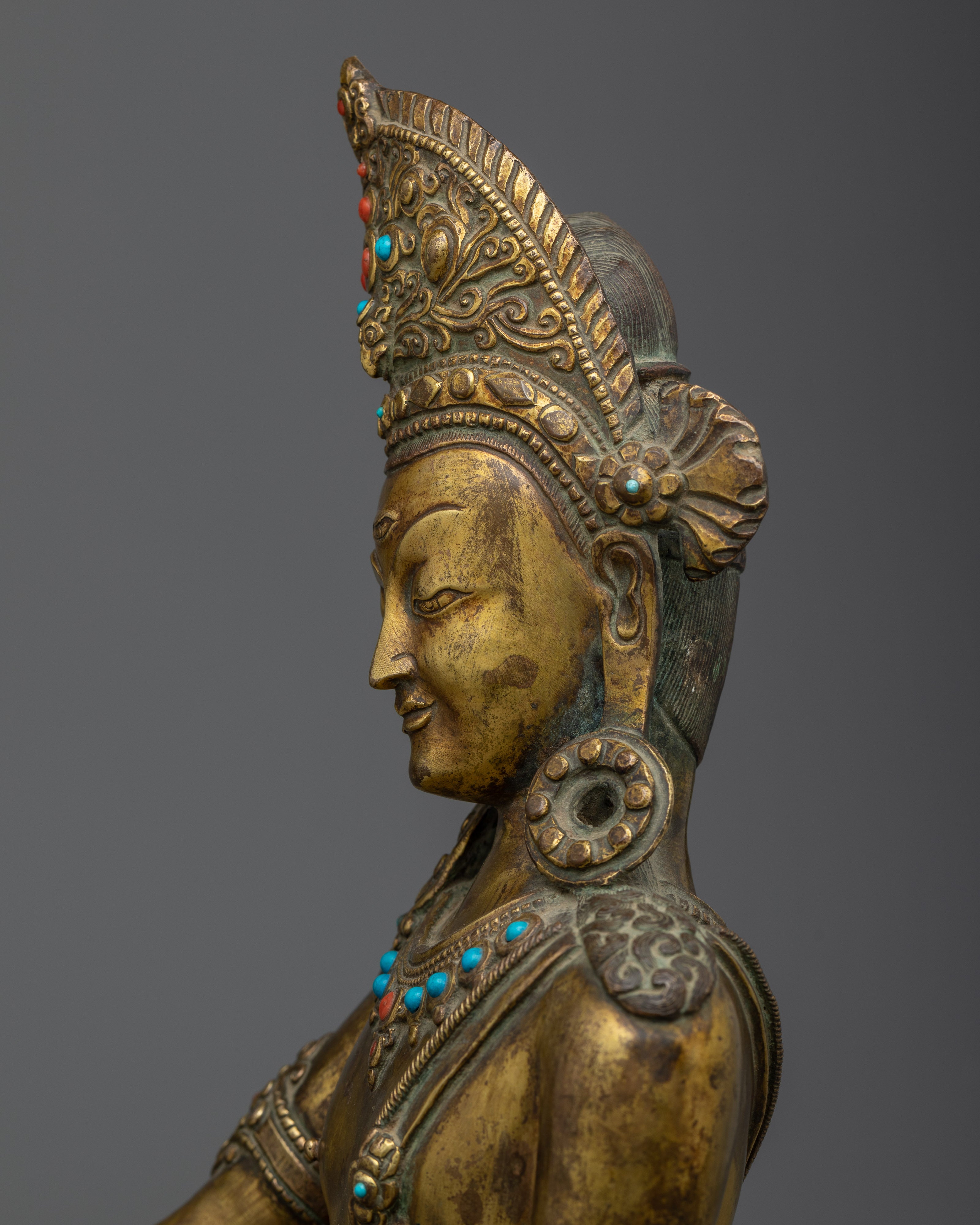 Buddhist Indra Statue | A Majestic Guardian in Golden Hue