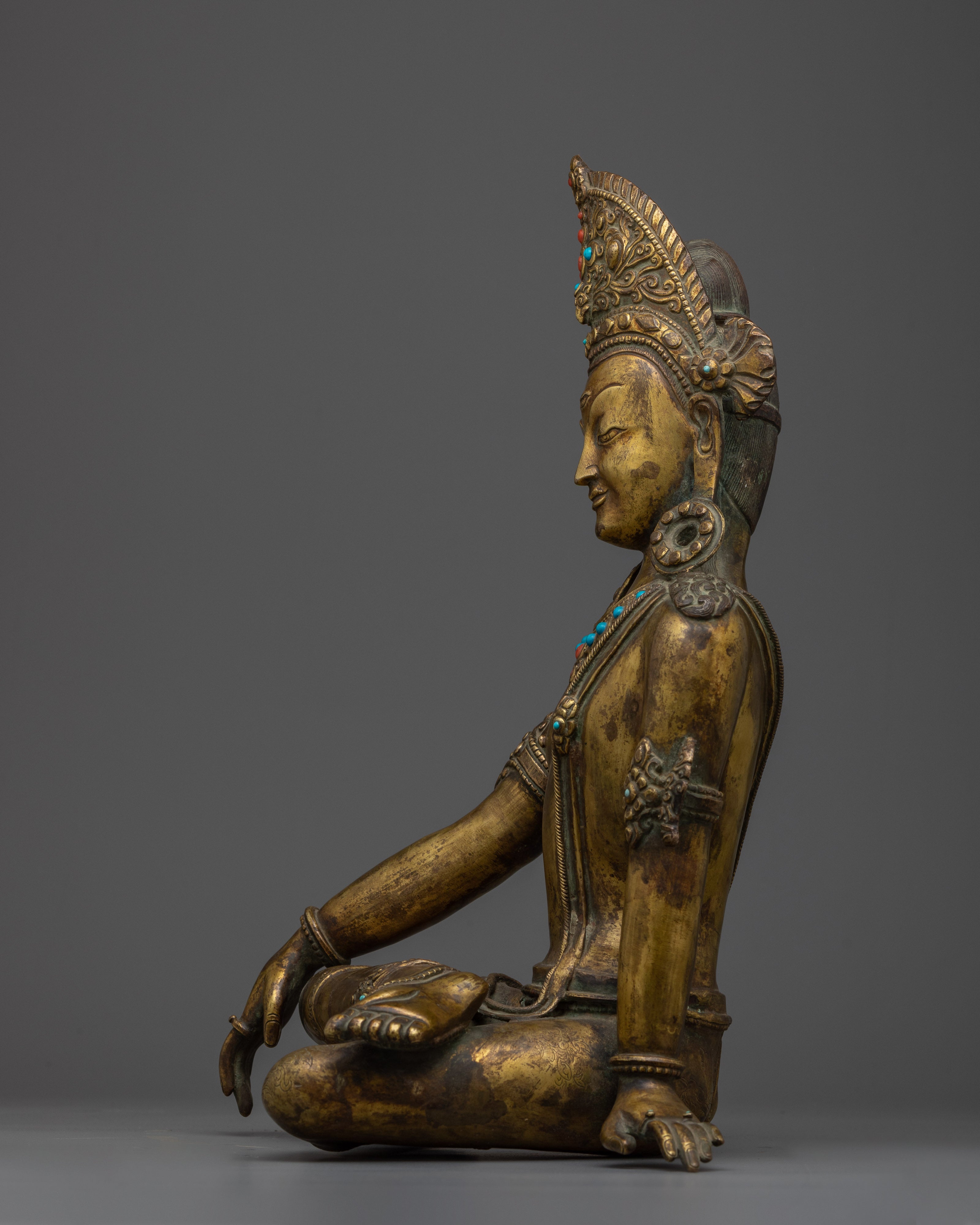 Buddhist Indra Statue | A Majestic Guardian in Golden Hue