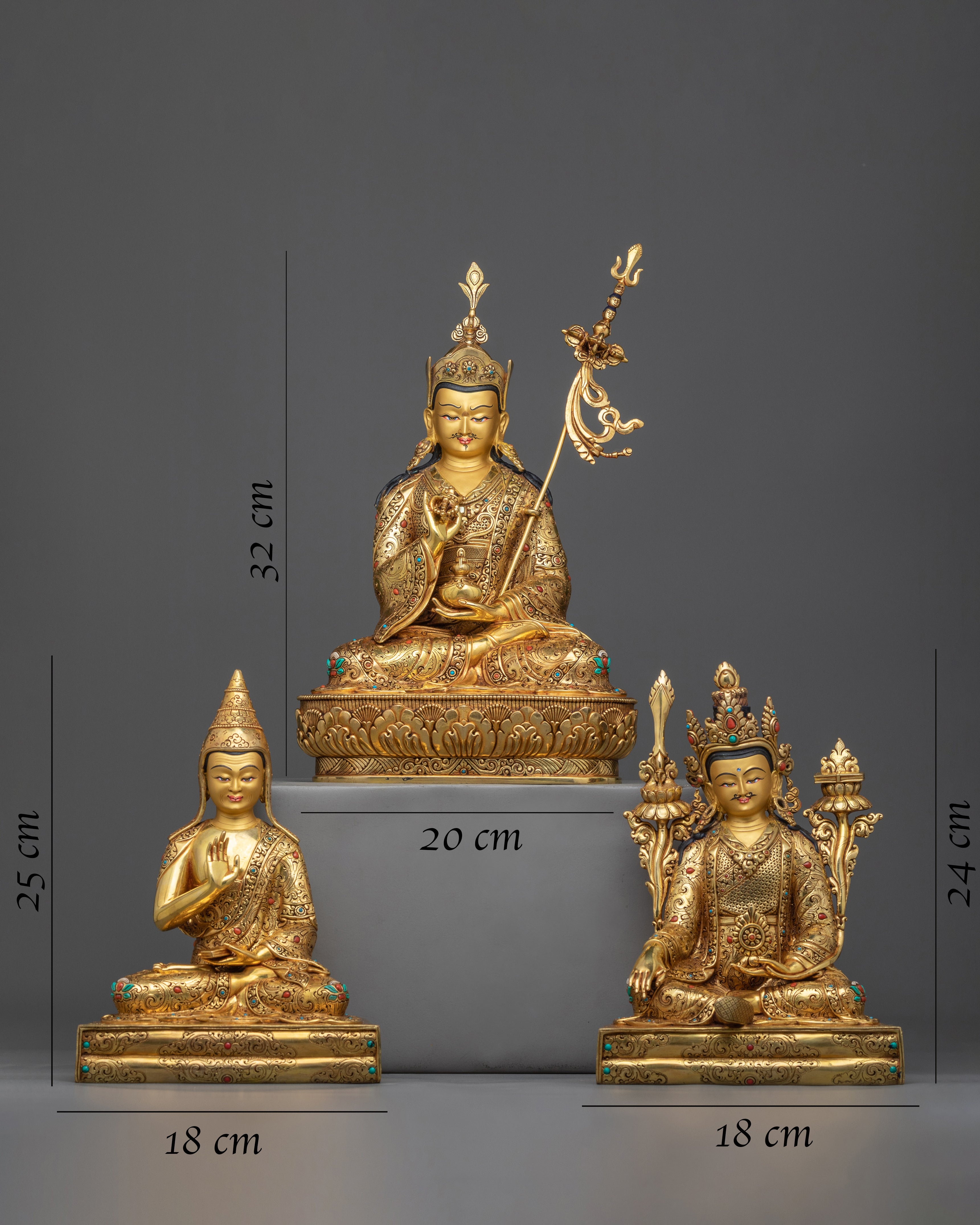 Guru Rinpoche with Trisong Detsen & Santaraksita