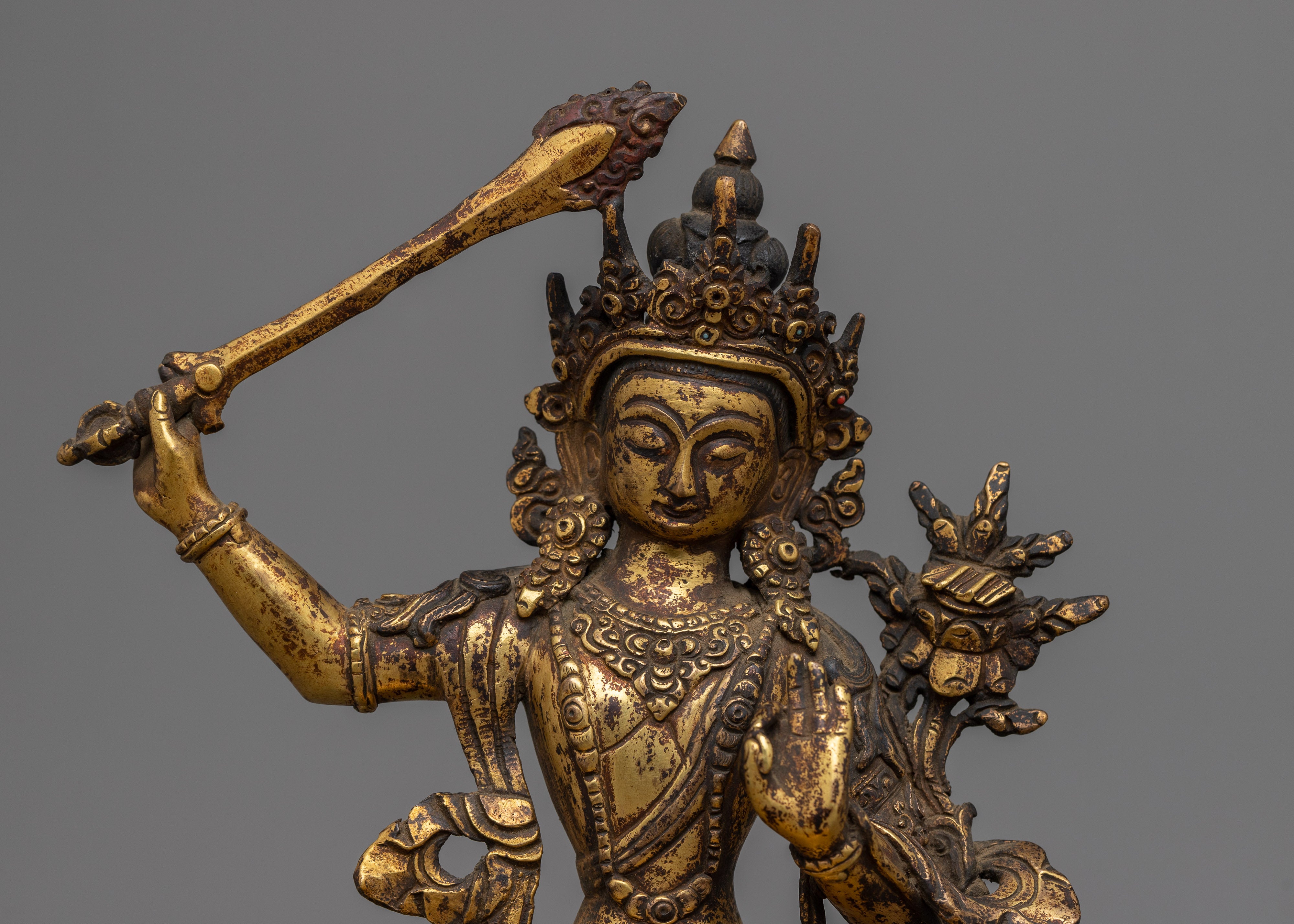Mantra of Manjushri Statue | A Golden Symphony of Divine Wisdom