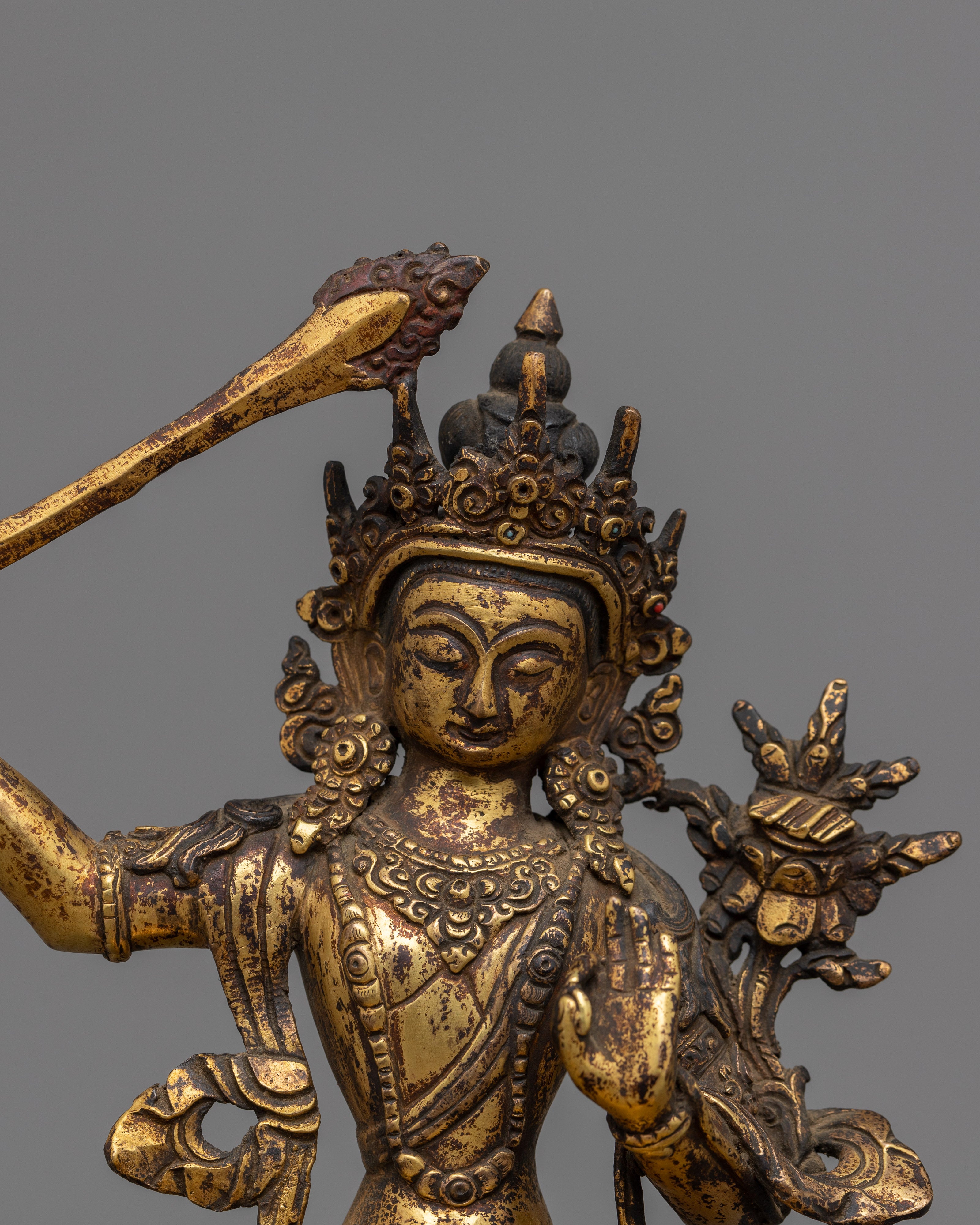 Mantra of Manjushri Statue | A Golden Symphony of Divine Wisdom