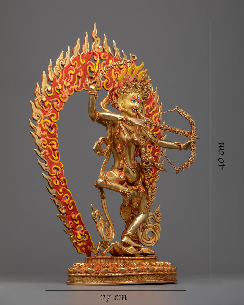 Kurukulla Semi-Wrathful Dakini Statue | 24k Gold Gilded Sculpture