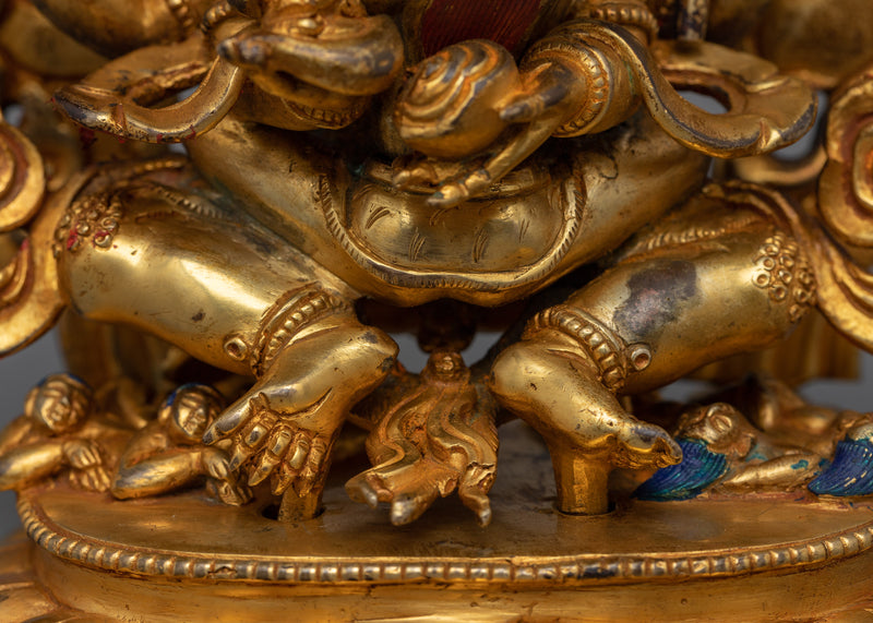 Antique Finish Four Armed Mahakala Statue | Buddhist Protector
