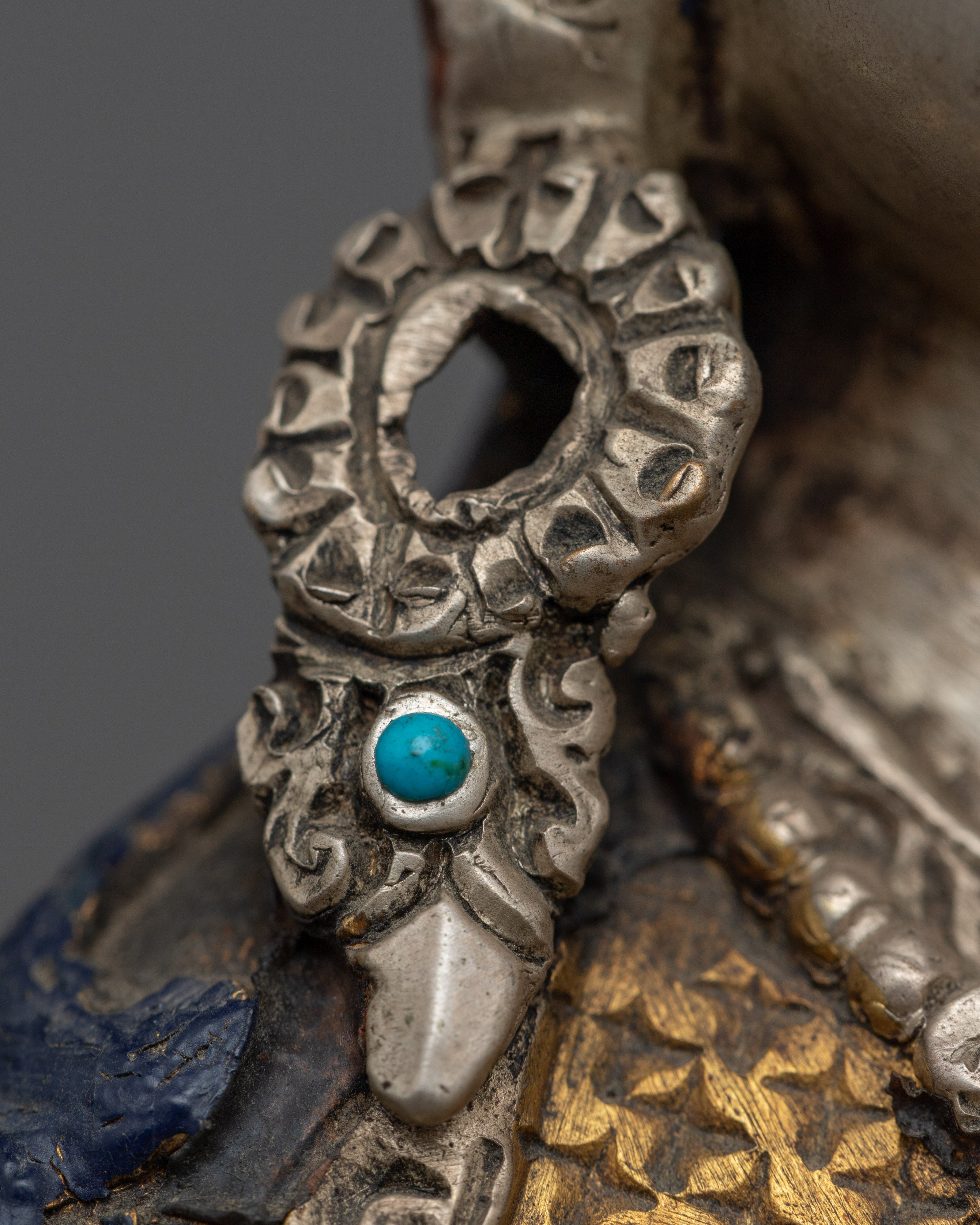 9.4" Guru Rinpoche Statue | Antique Finish Sculpture of Tantric Buddhist Master