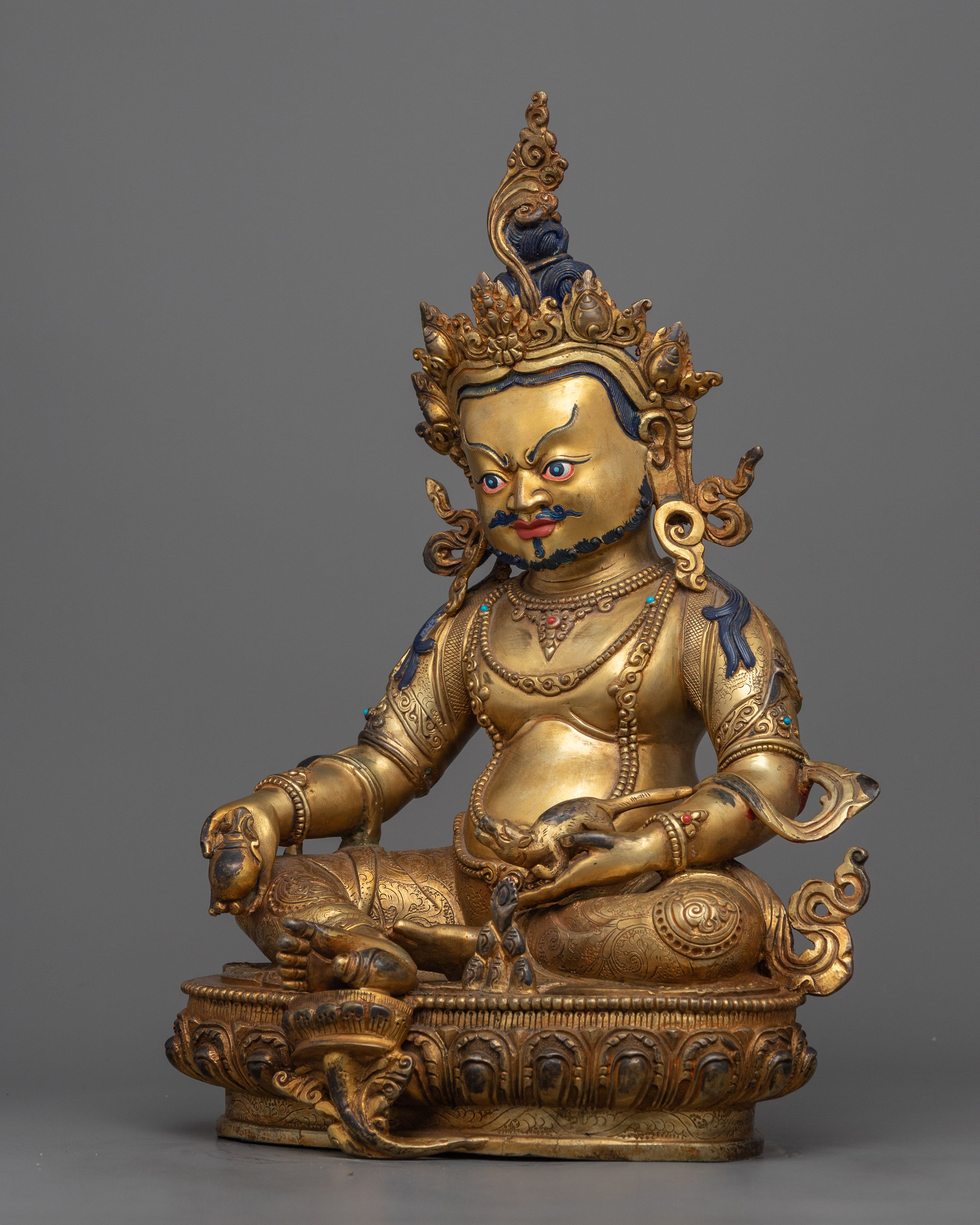Dzambhala Wealth Deity | Antique Finish Statue Handmade in Nepal