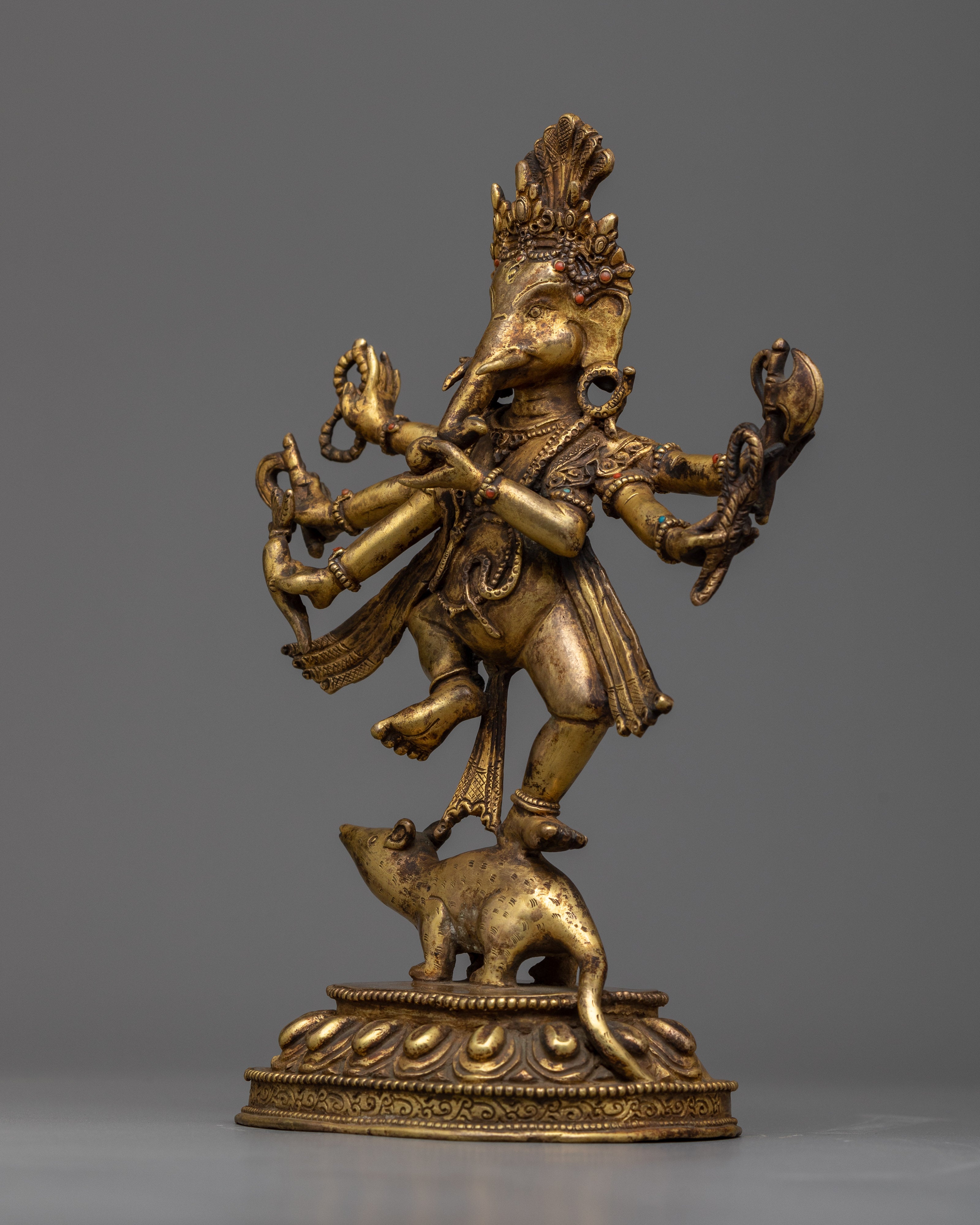 9 Inch Ganesha Statue | Antique Finish Elephant Headed Deity