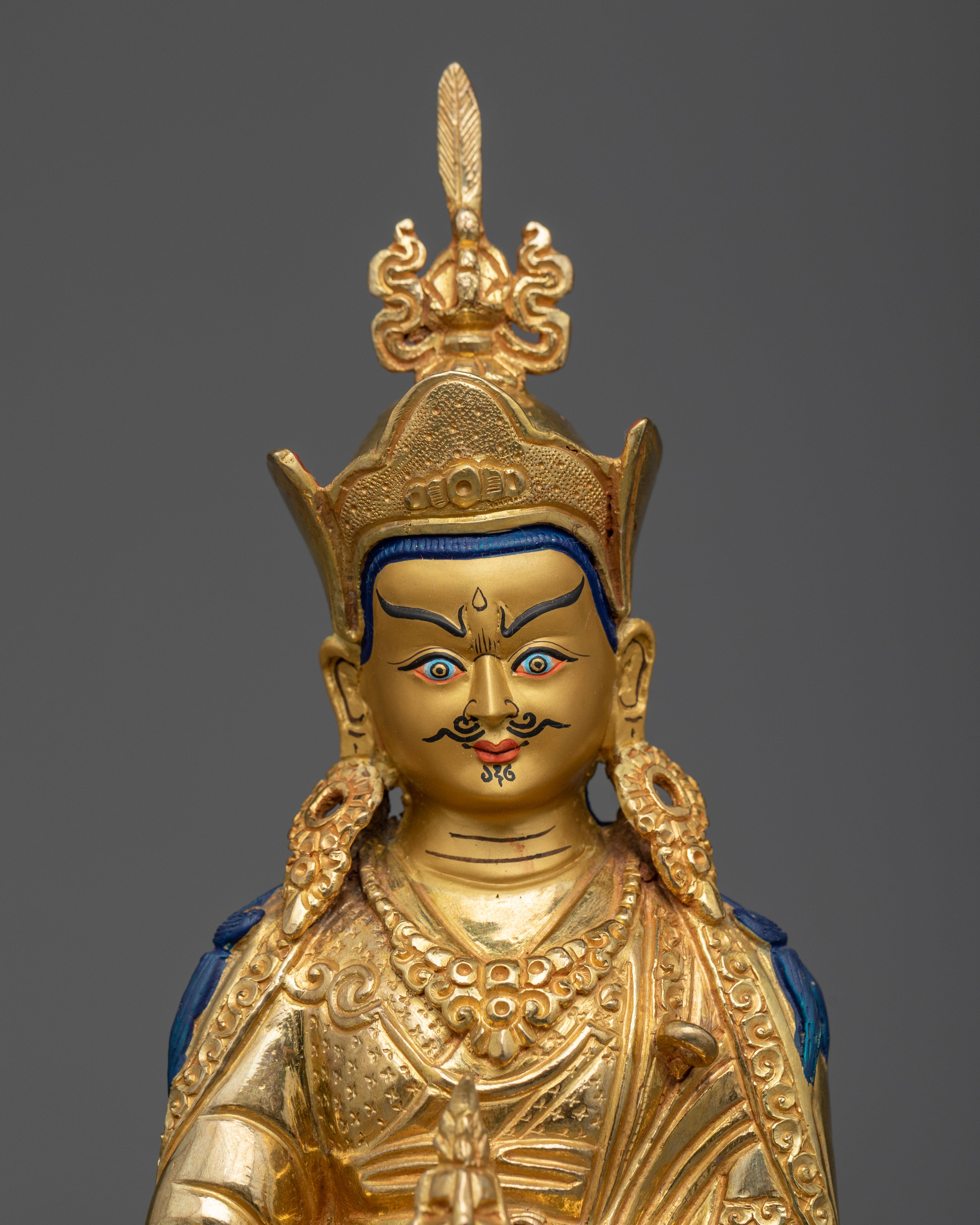 9 Inch Guru Rinpoche Statue | 24k Gold Gilded Artwork