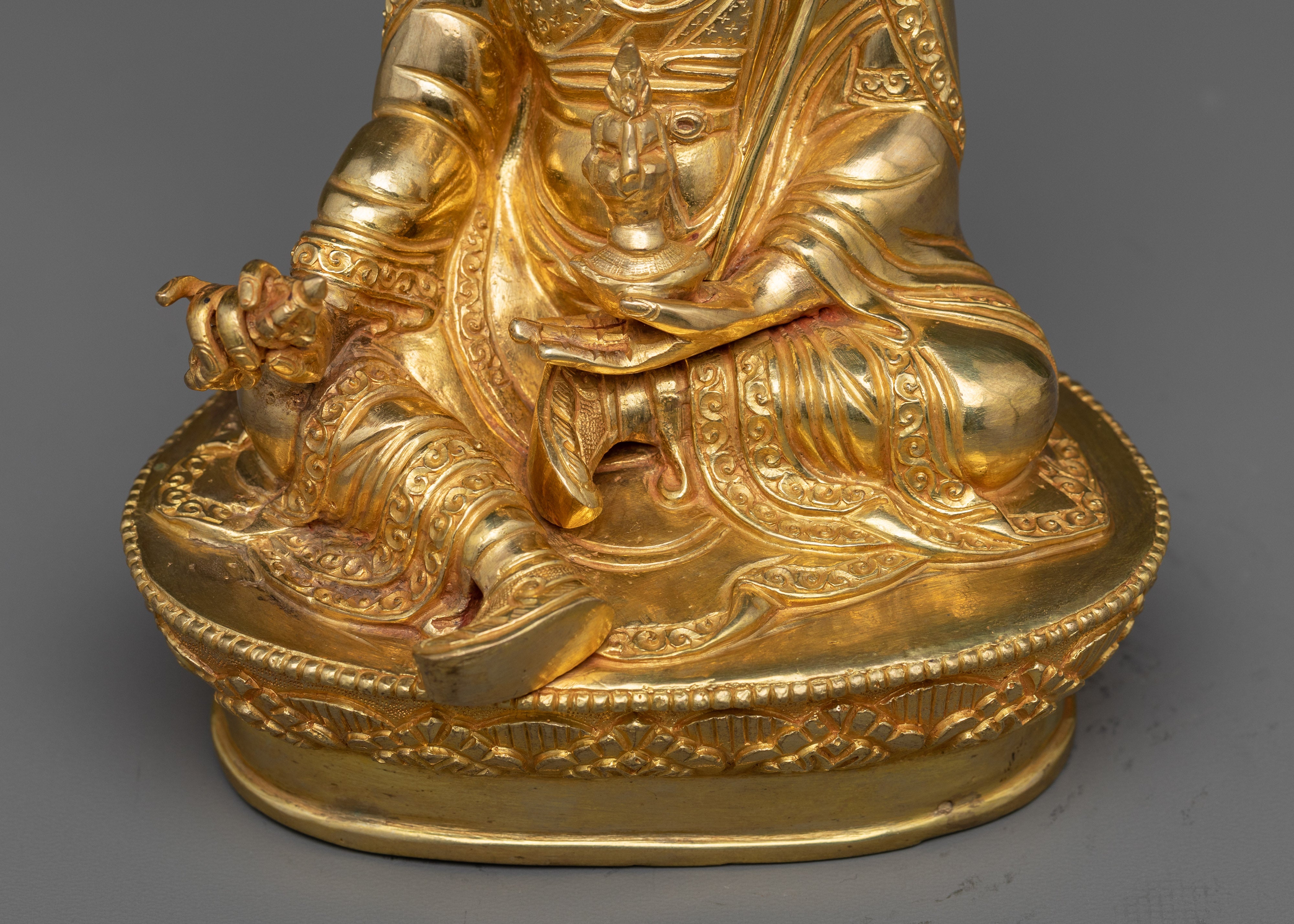 9 Inch Guru Rinpoche Statue | 24k Gold Gilded Artwork